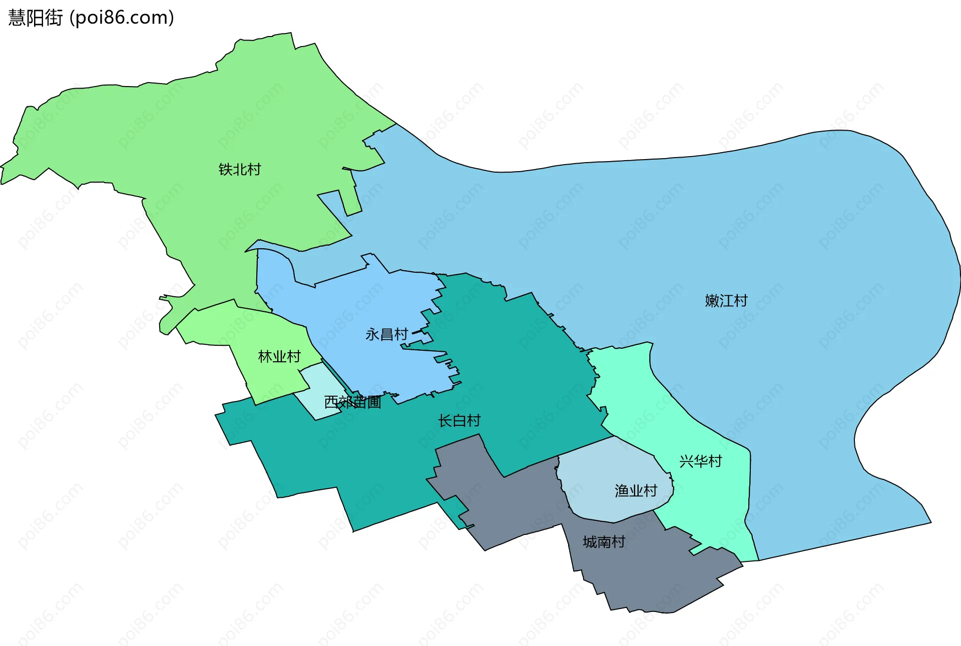 慧阳街边界地图(五级行政区划)