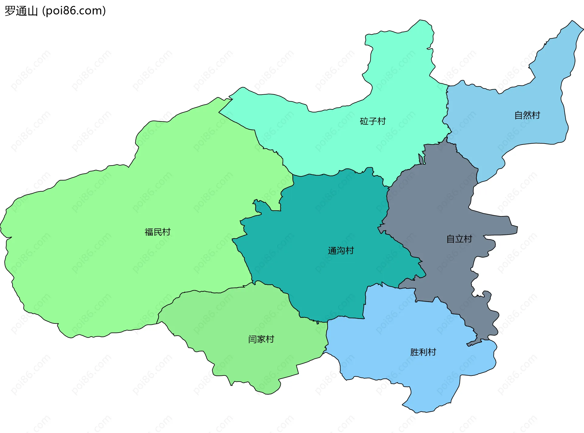 罗通山边界地图(五级行政区划)
