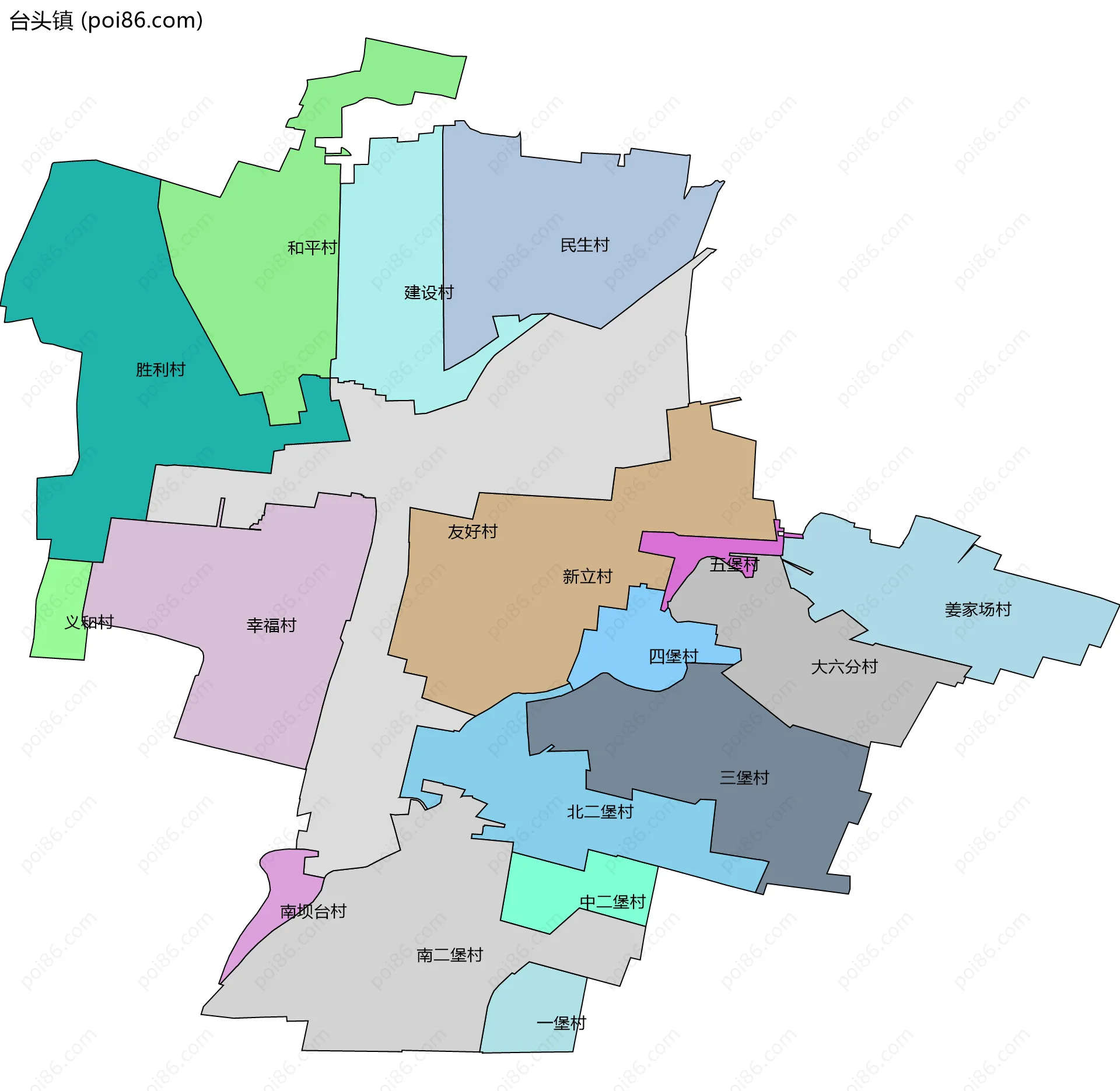 台头镇边界地图(五级行政区划)