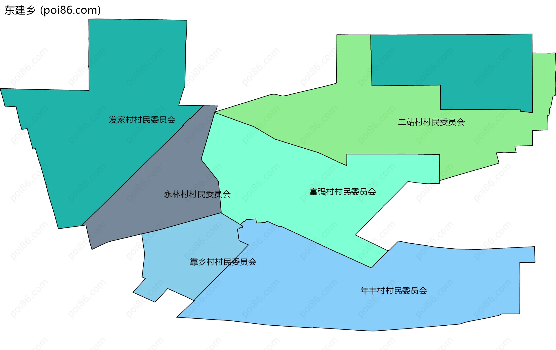 东建乡边界地图(五级行政区划)