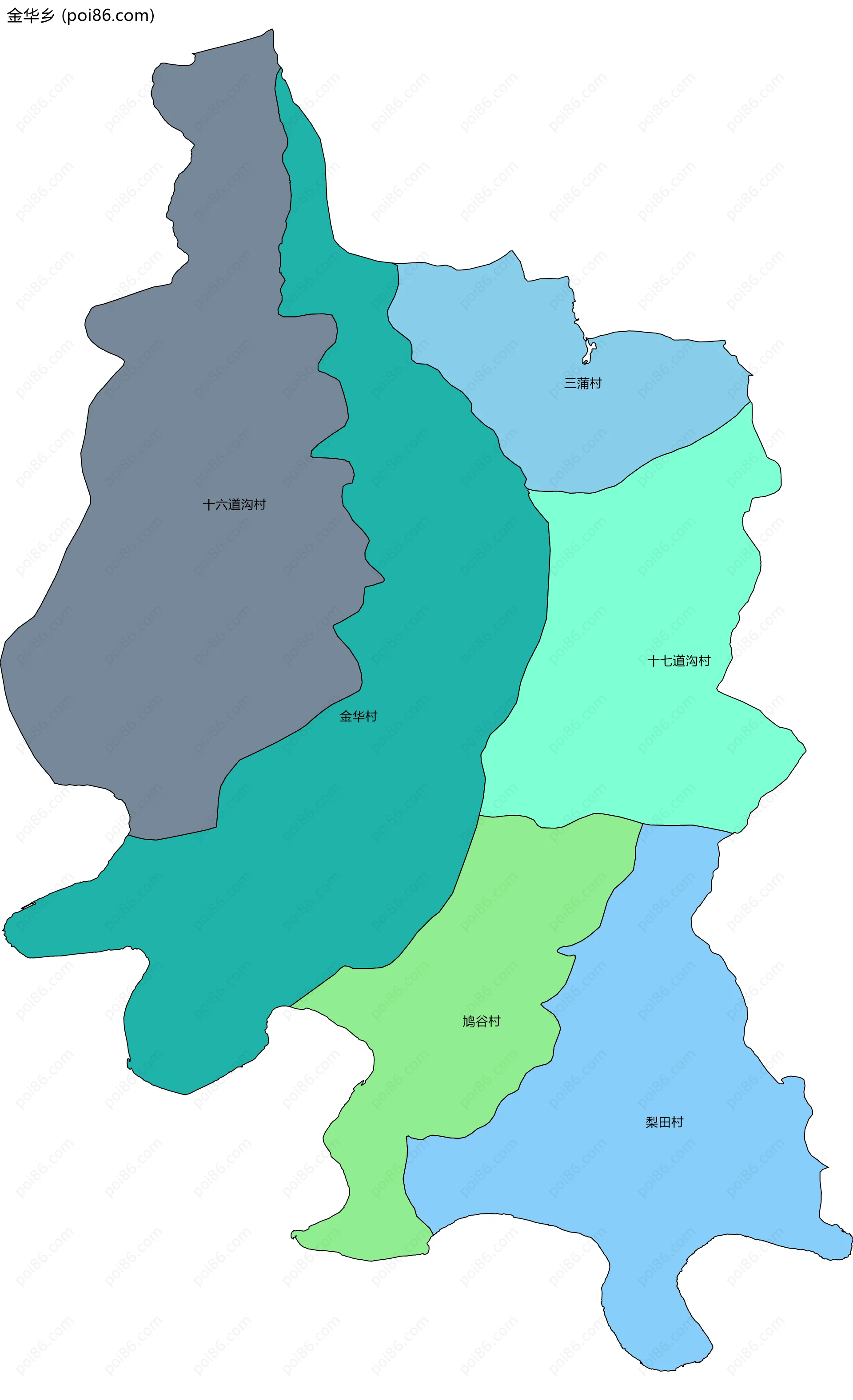 金华乡边界地图(五级行政区划)