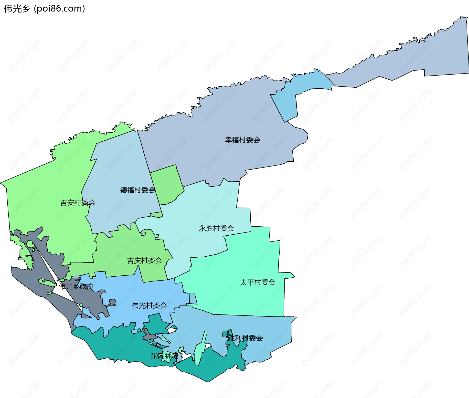 伟光乡边界地图(五级行政区划)