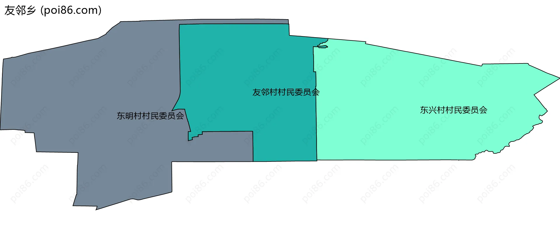 友邻乡边界地图(五级行政区划)
