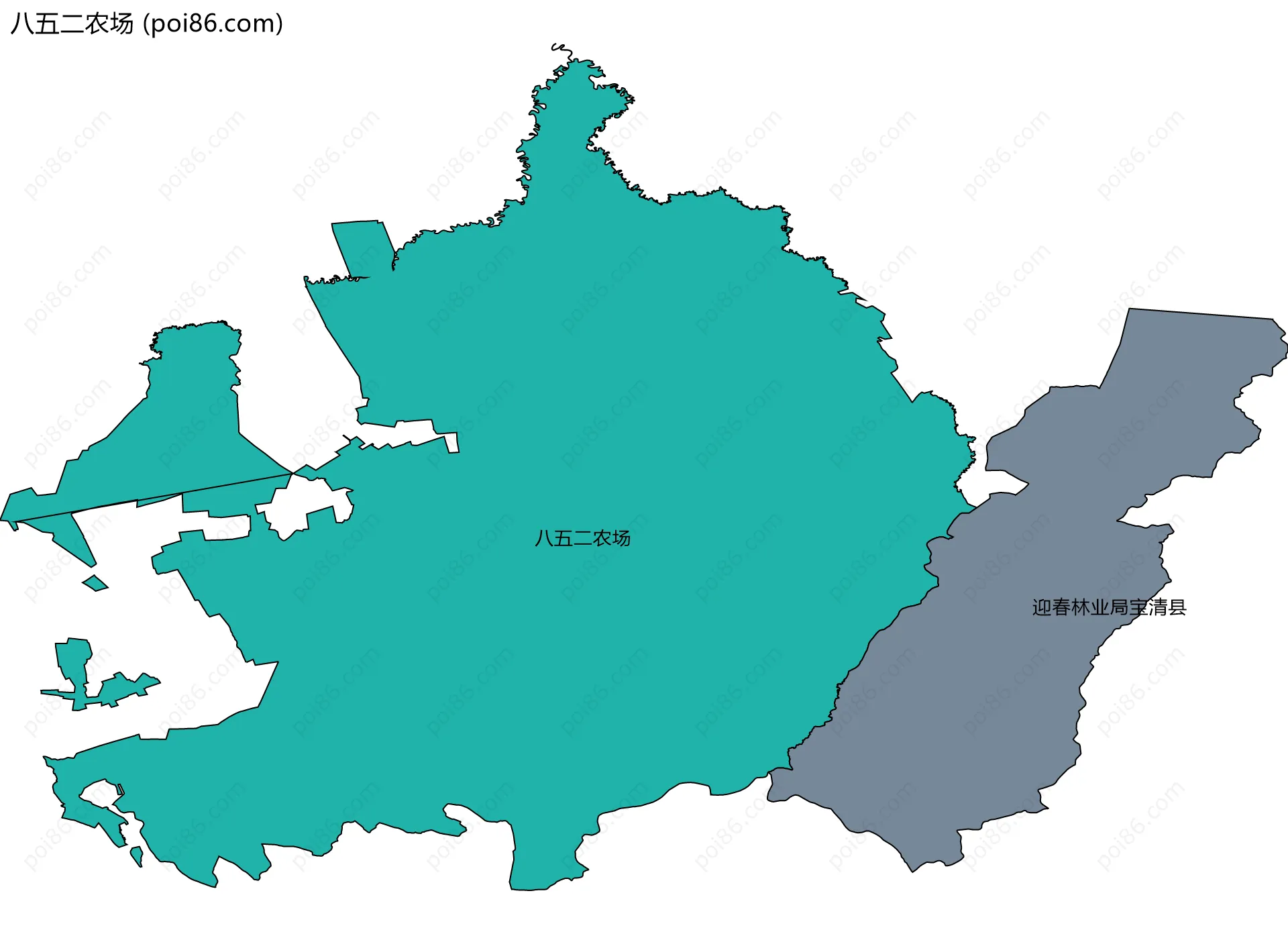 八五二农场边界地图(五级行政区划)