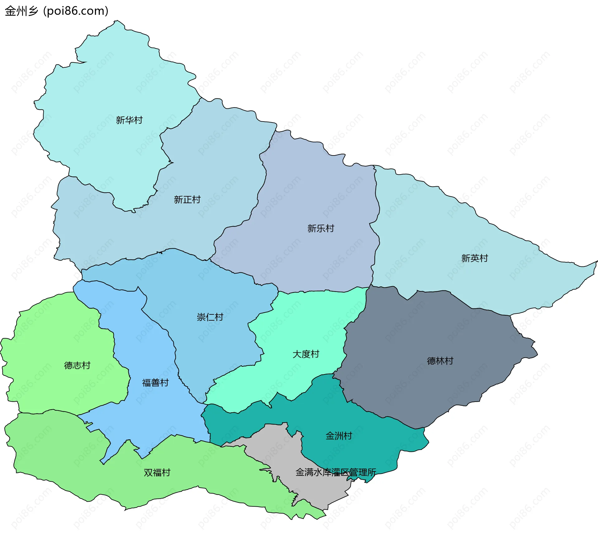 金州乡边界地图(五级行政区划)