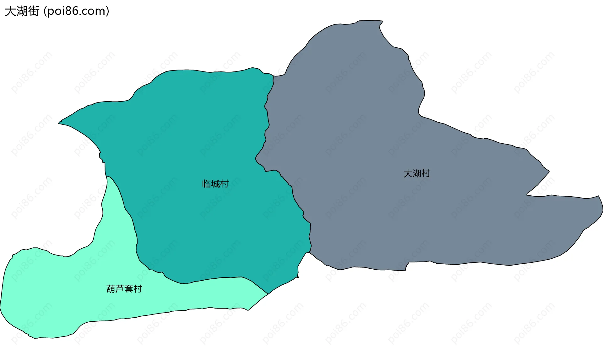 大湖街边界地图(五级行政区划)