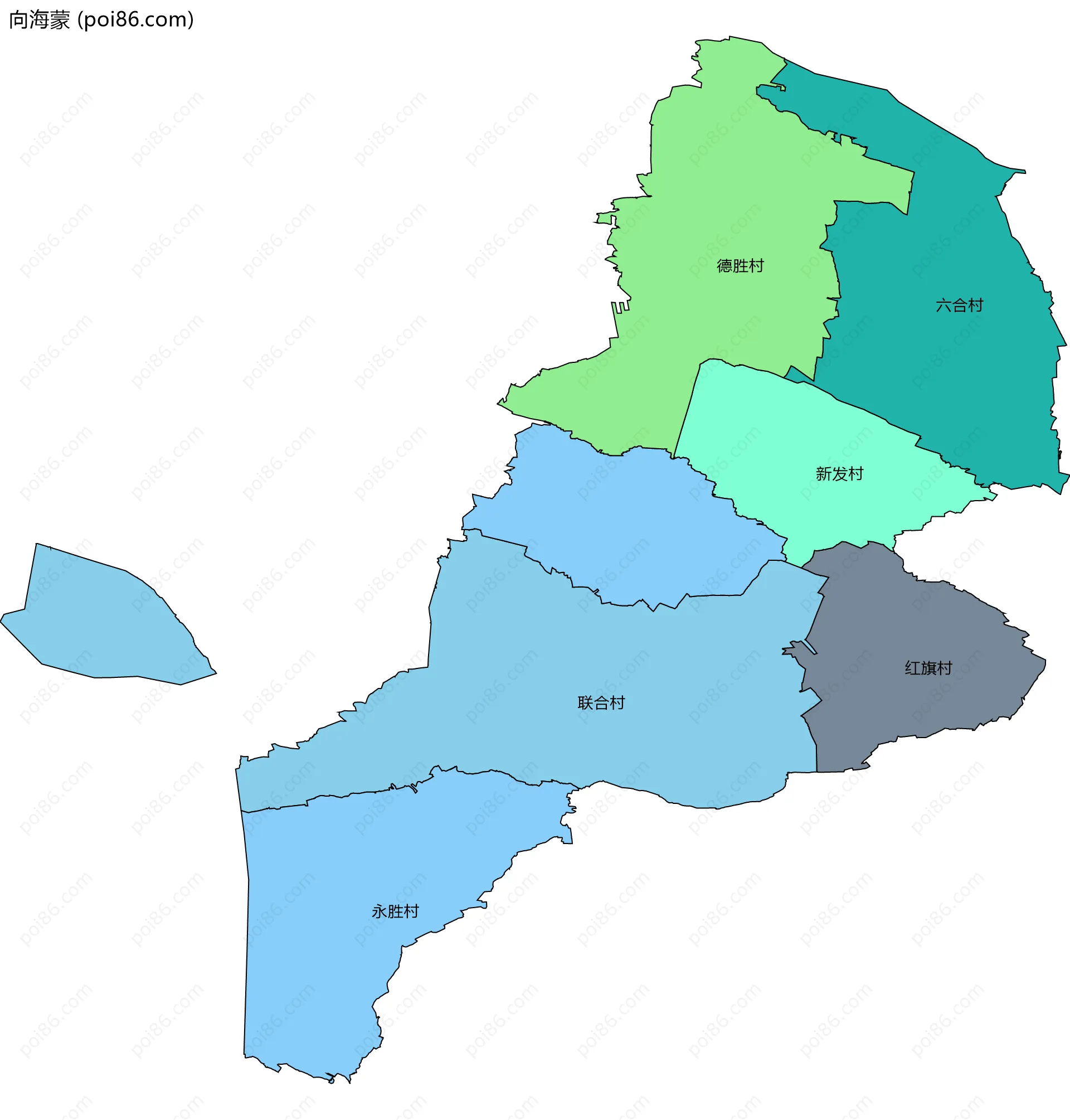 向海蒙边界地图(五级行政区划)