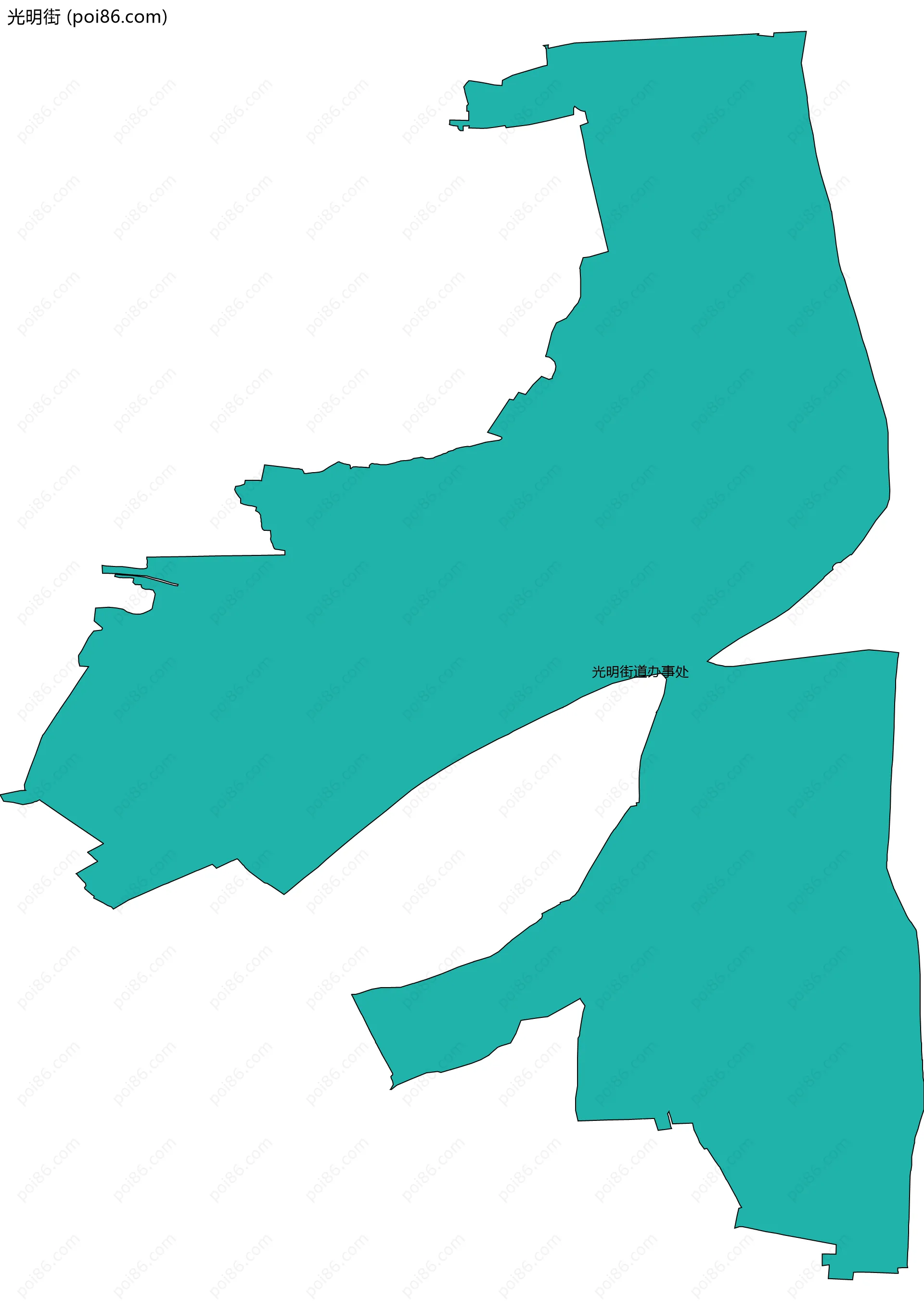 光明街边界地图(五级行政区划)