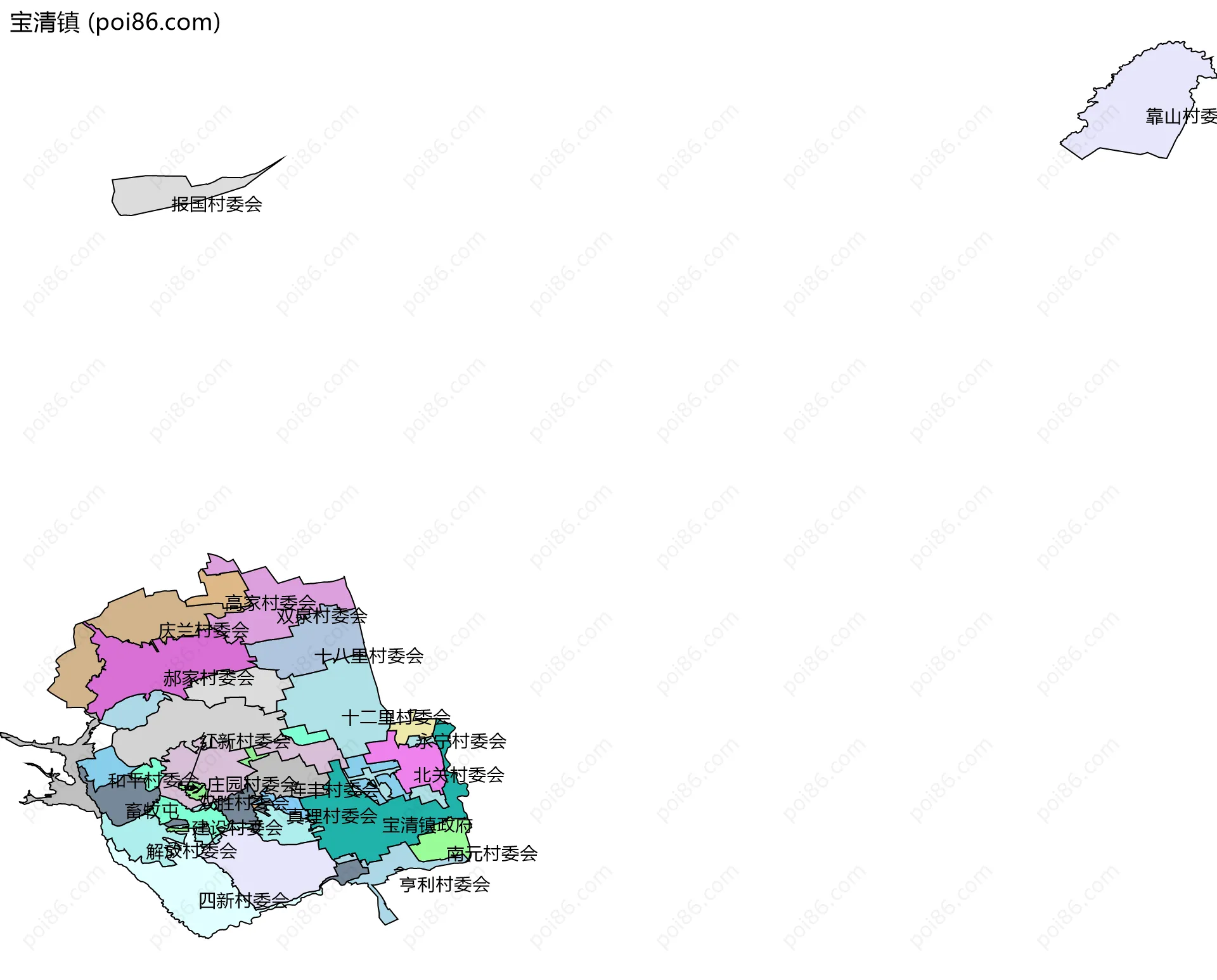 宝清镇边界地图(五级行政区划)