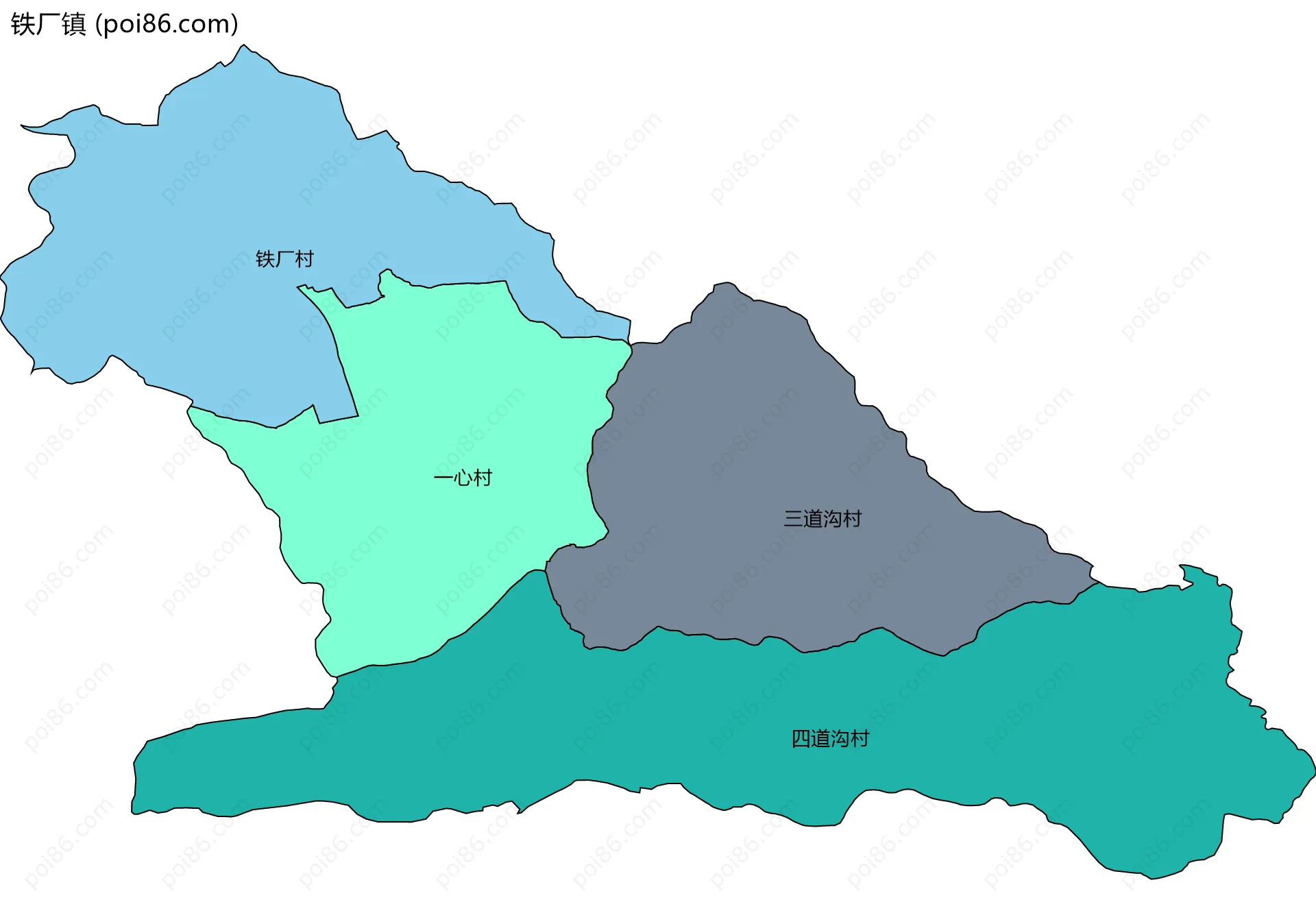 铁厂镇边界地图(五级行政区划)