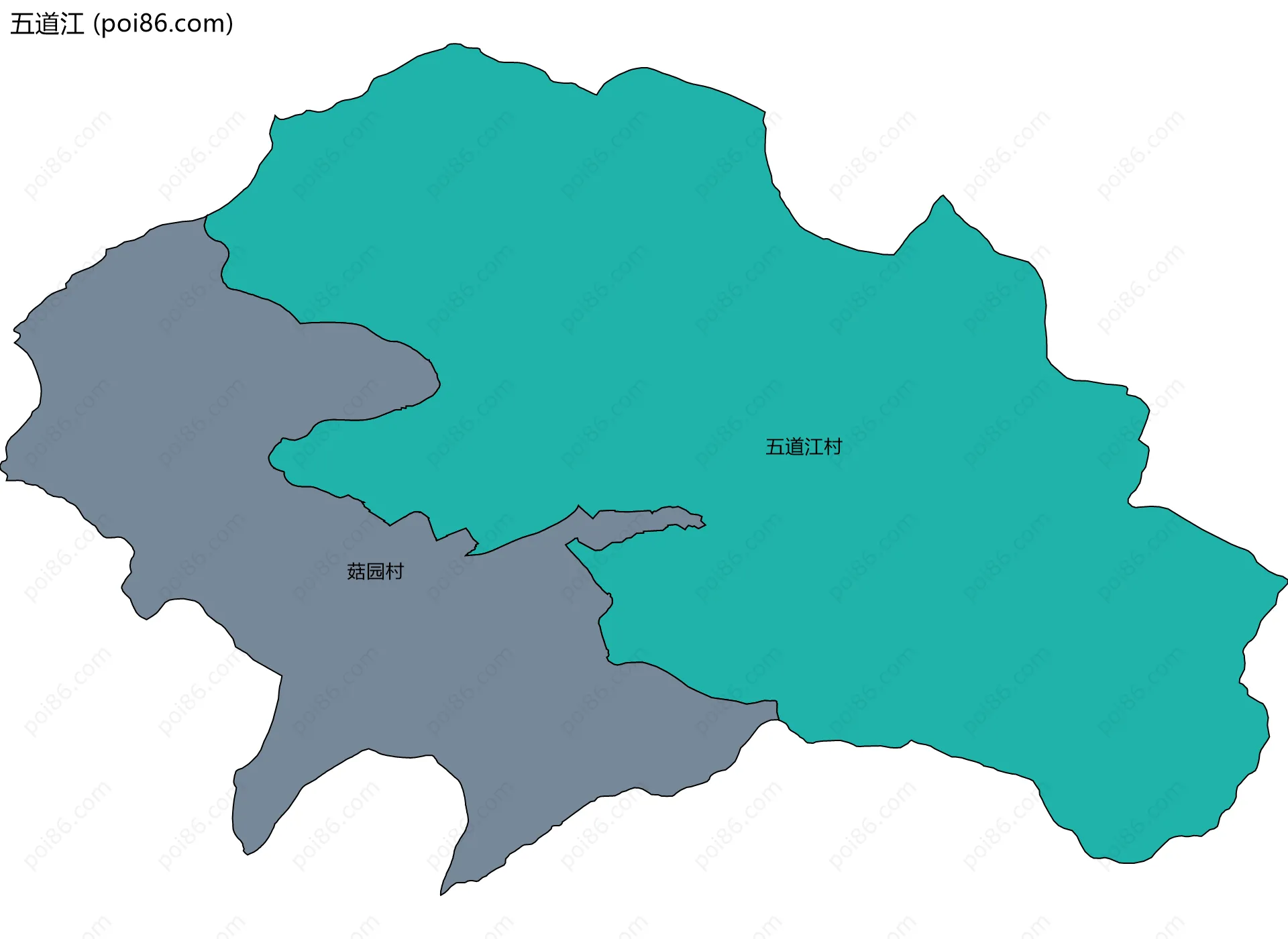 五道江边界地图(五级行政区划)