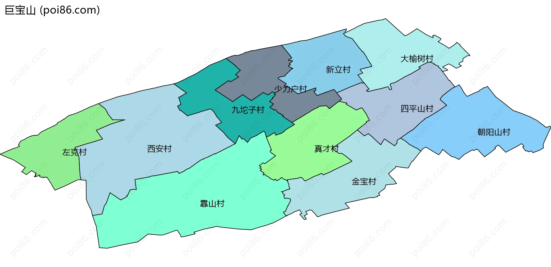 巨宝山边界地图(五级行政区划)