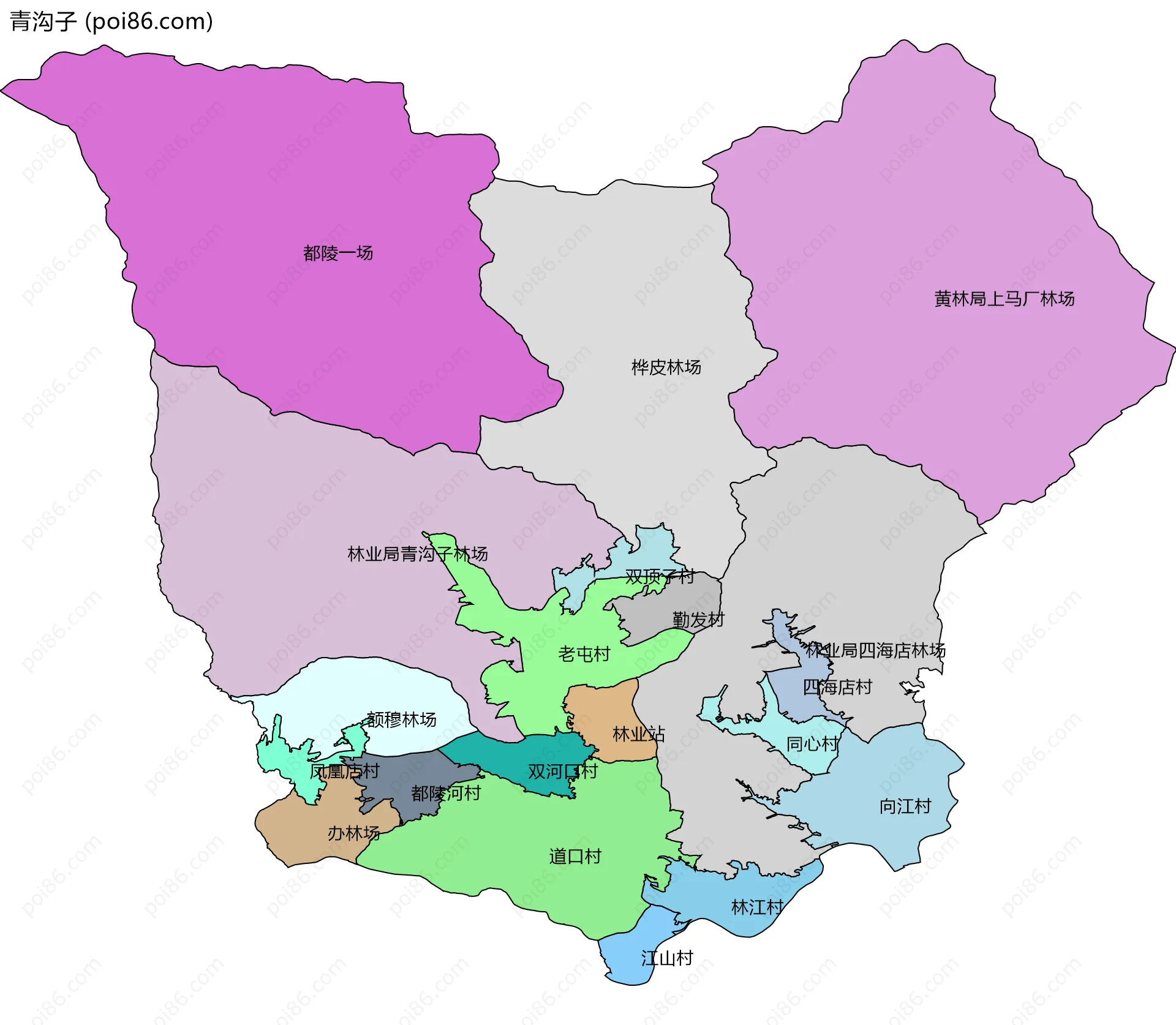 青沟子边界地图(五级行政区划)