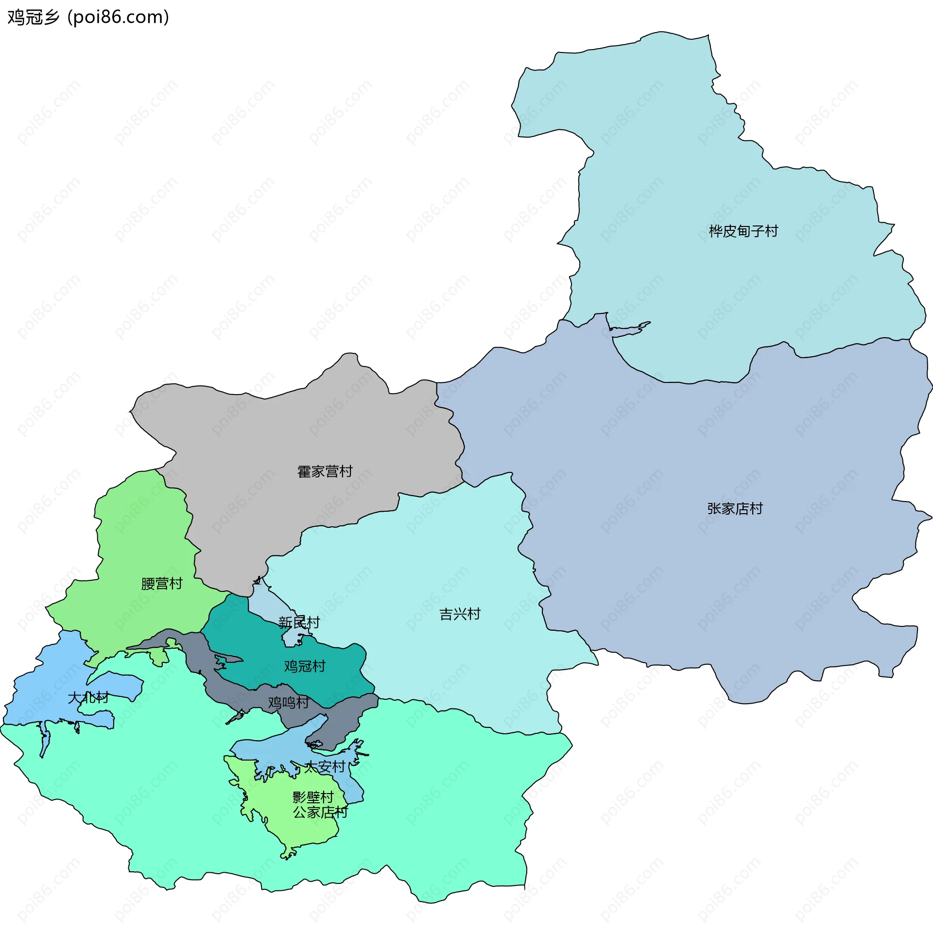 鸡冠乡边界地图(五级行政区划)