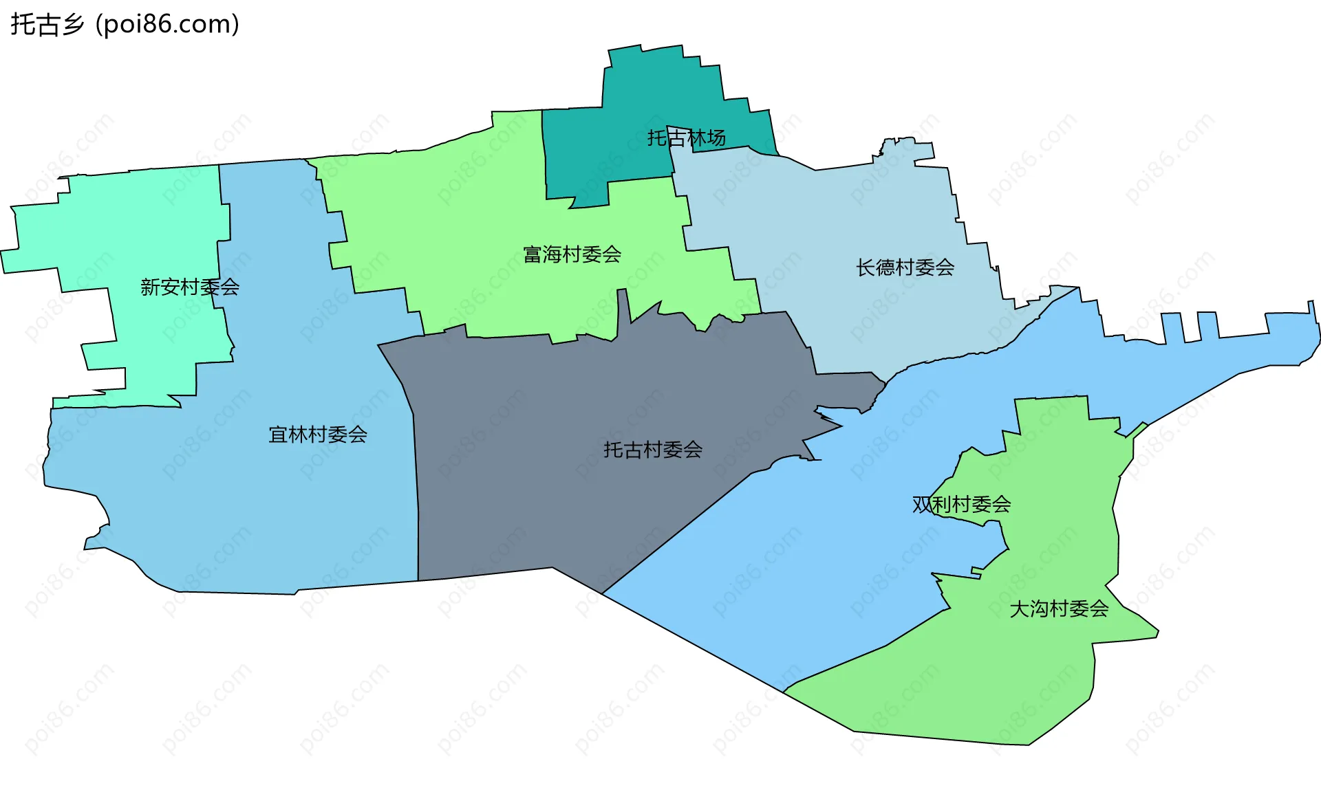 托古乡边界地图(五级行政区划)