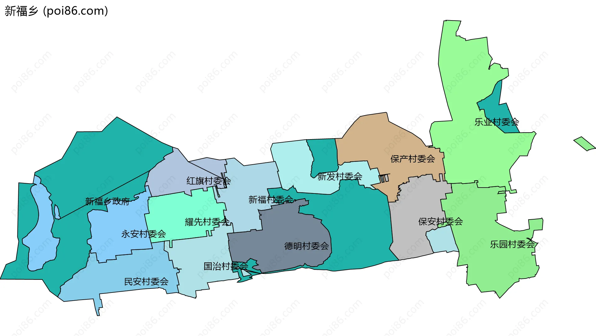 新福乡边界地图(五级行政区划)