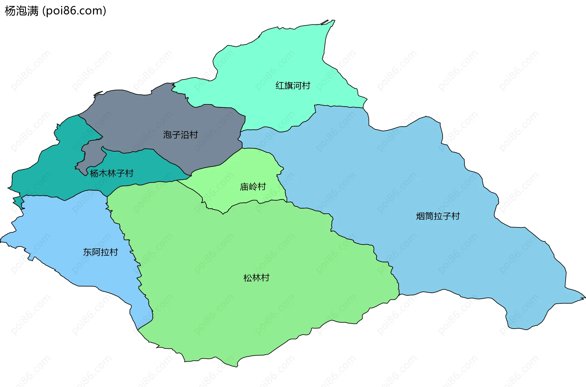 杨泡满边界地图(五级行政区划)