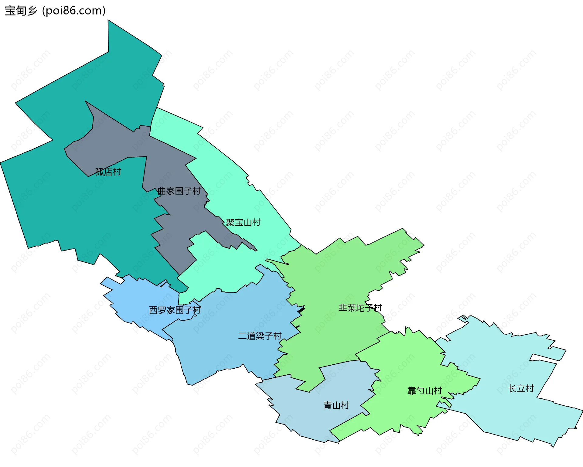 宝甸乡边界地图(五级行政区划)