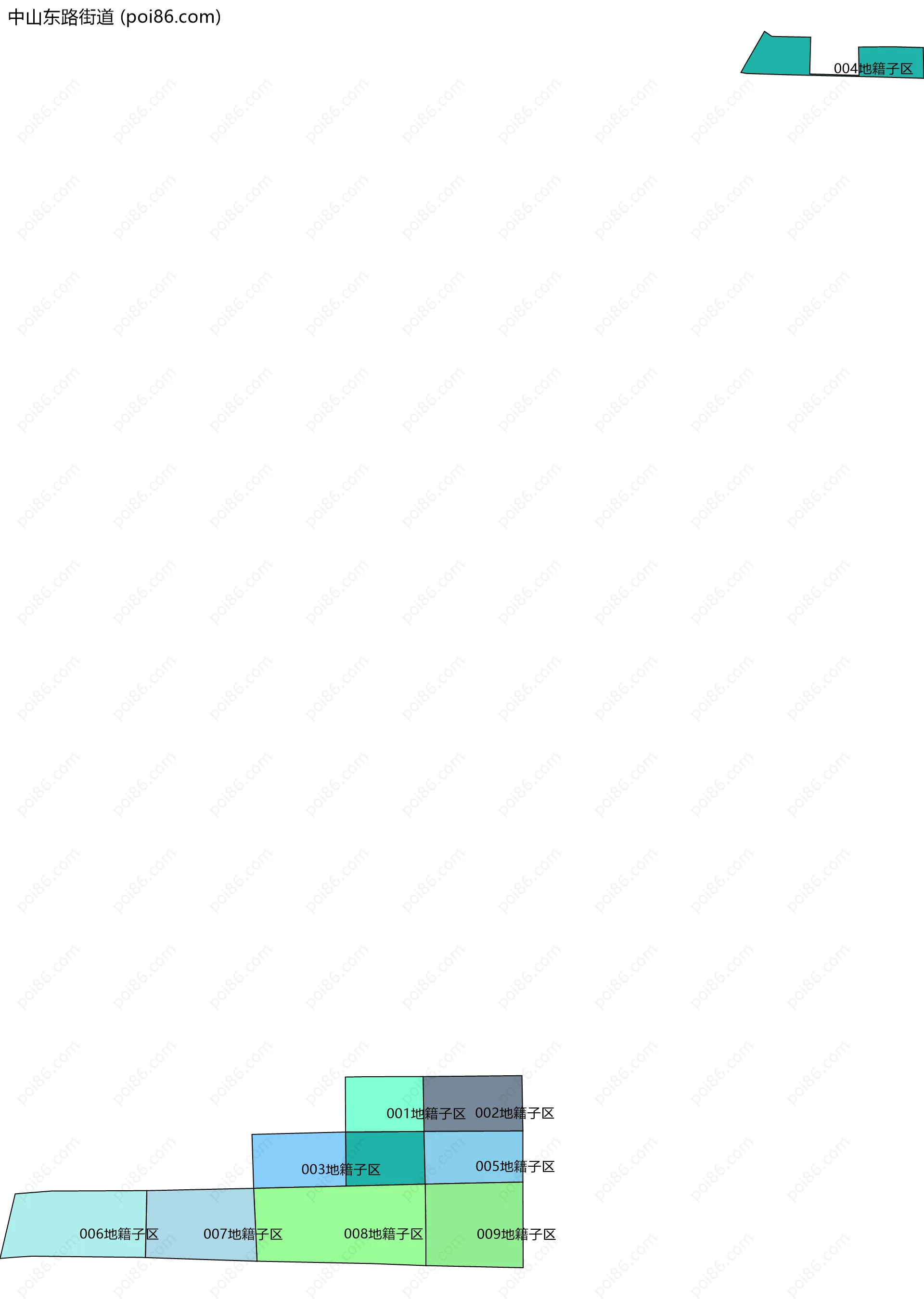 中山东路街道边界地图(五级行政区划)