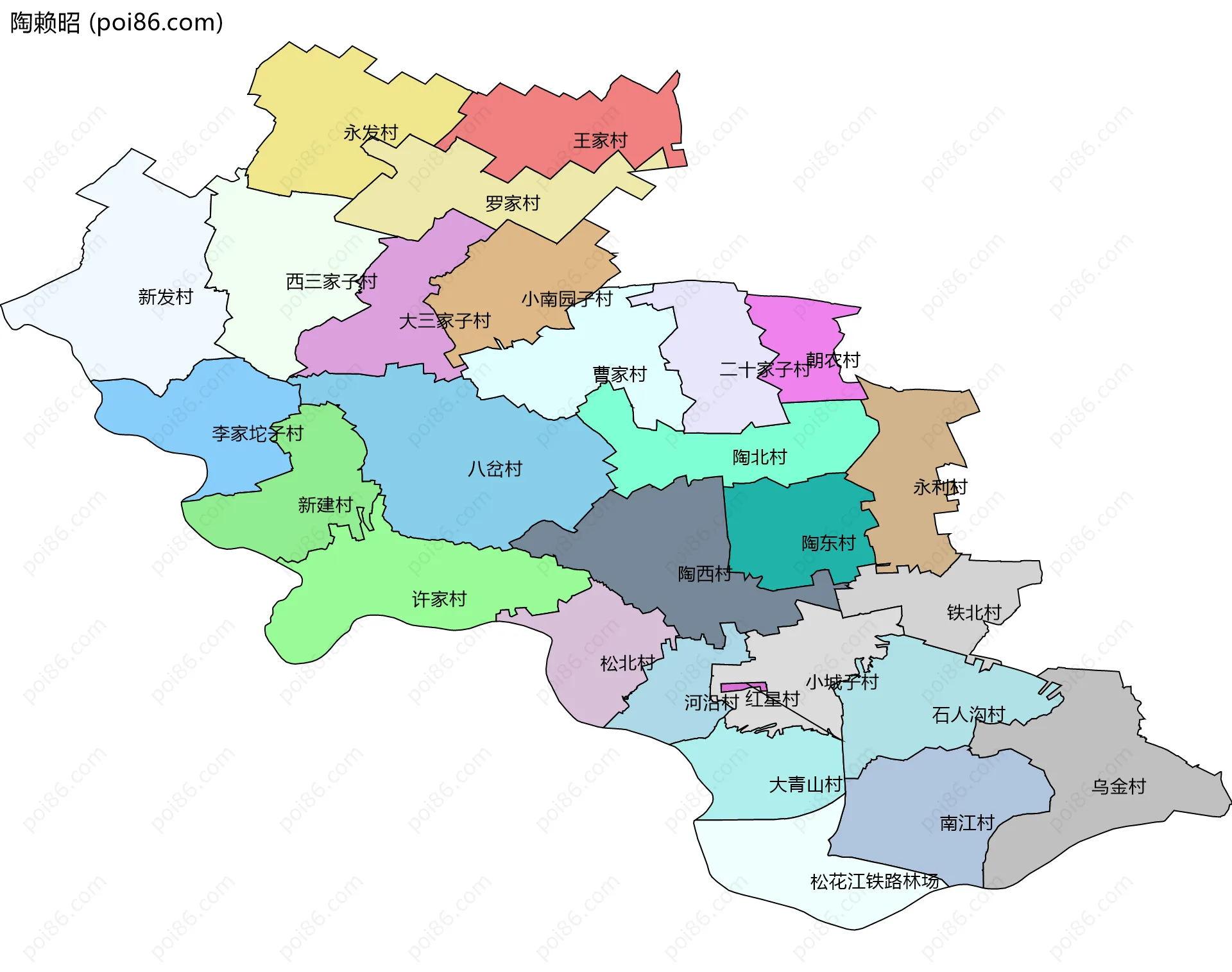 陶赖昭边界地图(五级行政区划)