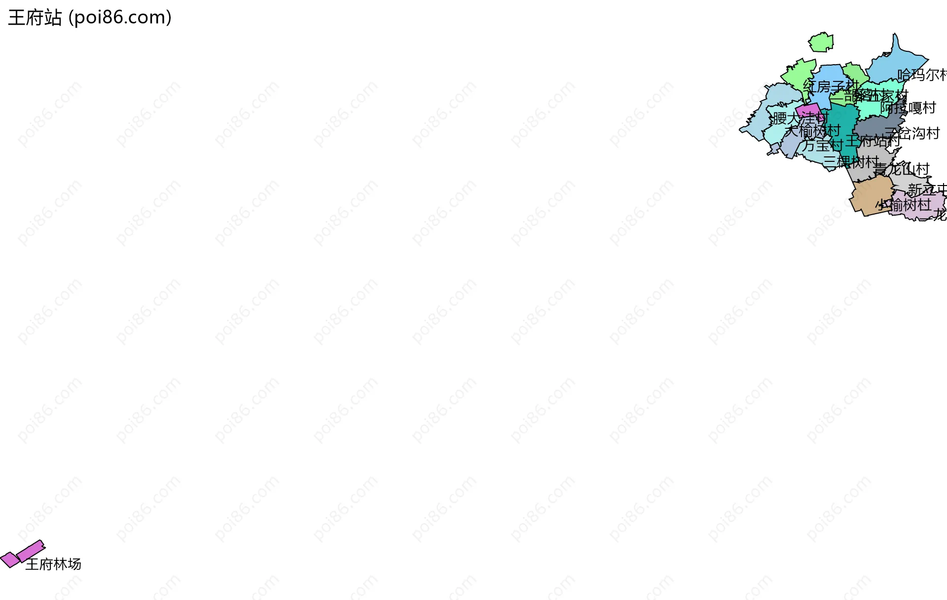 王府站边界地图(五级行政区划)