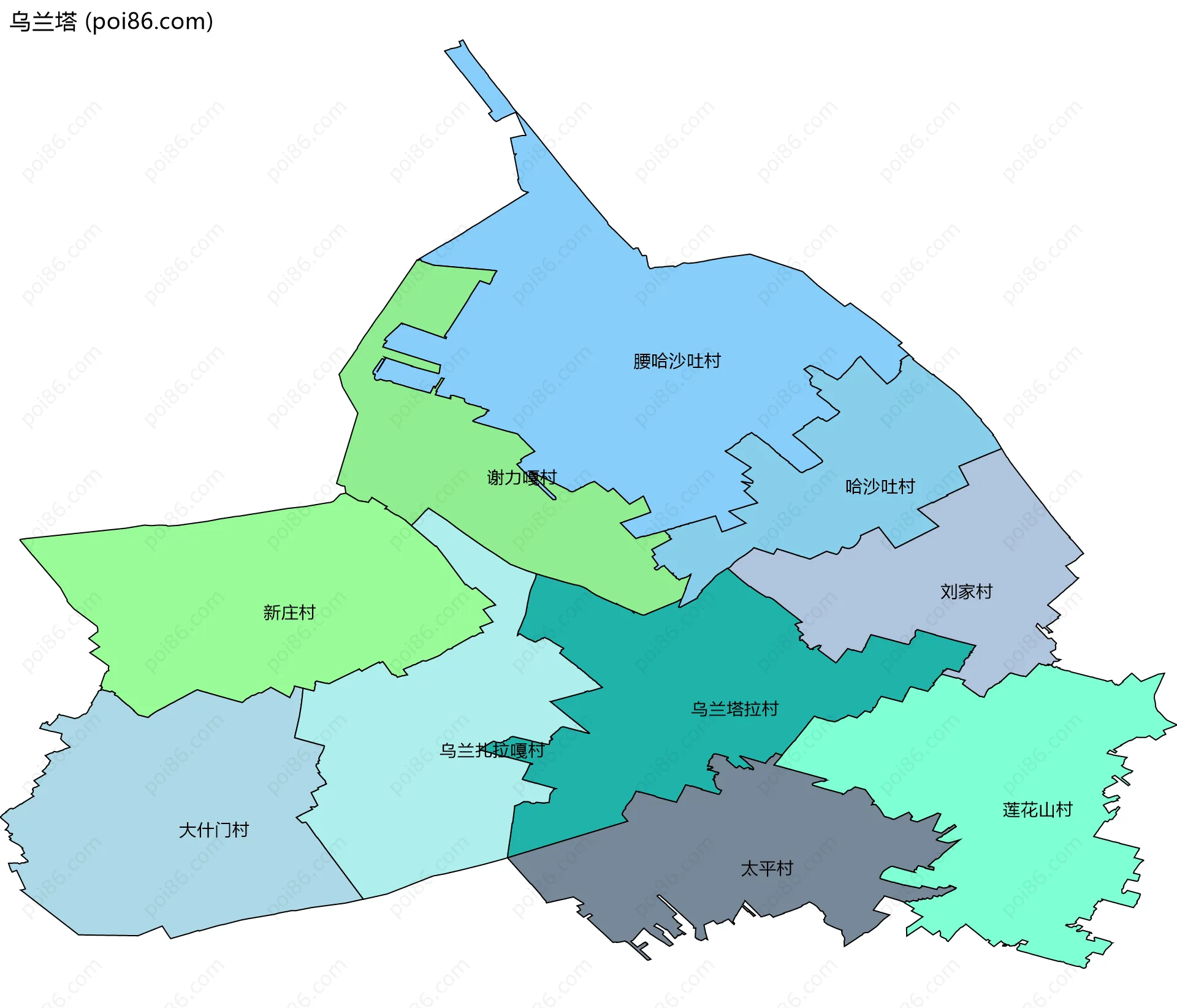 乌兰塔边界地图(五级行政区划)