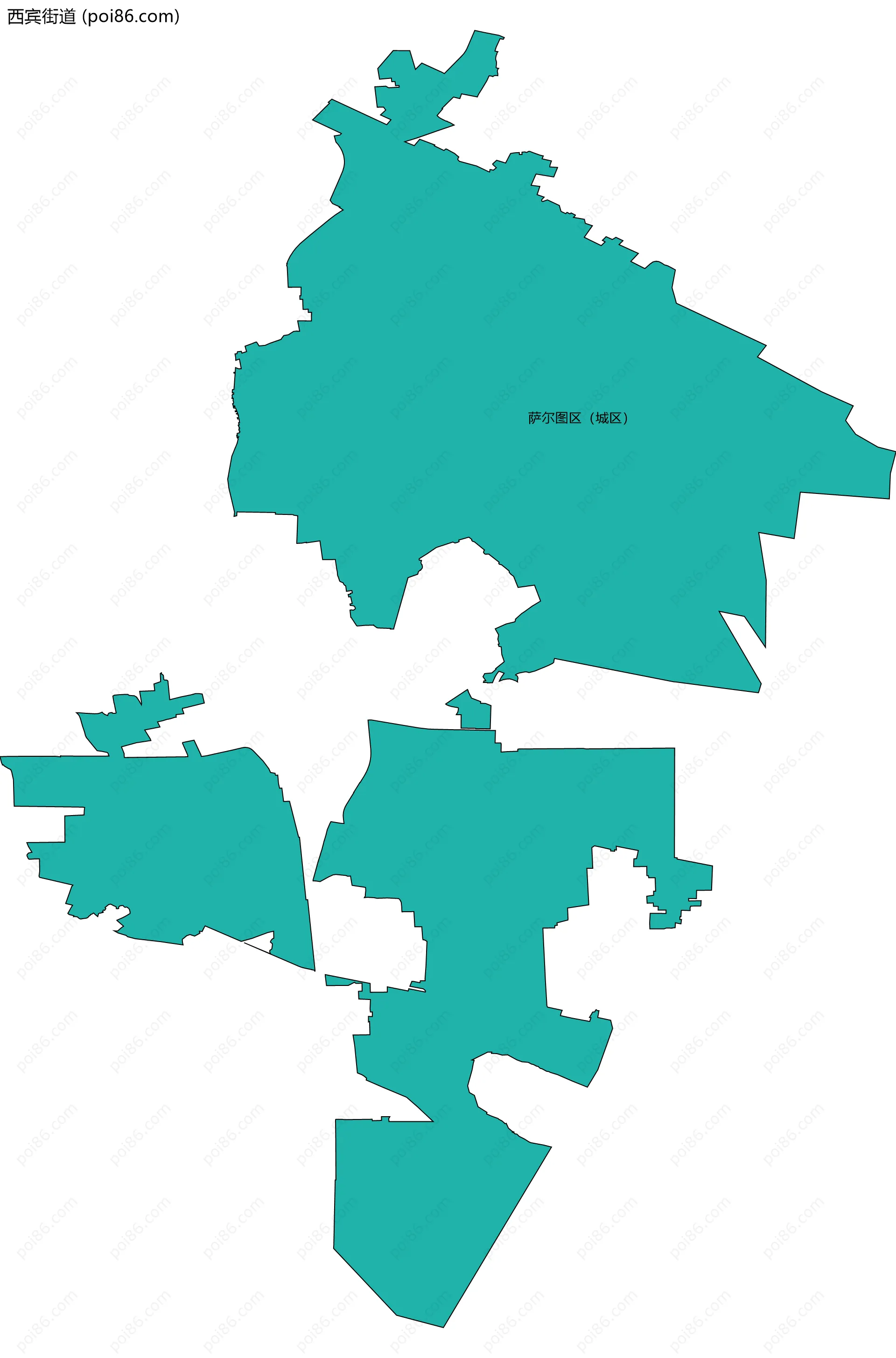 西宾街道边界地图(五级行政区划)