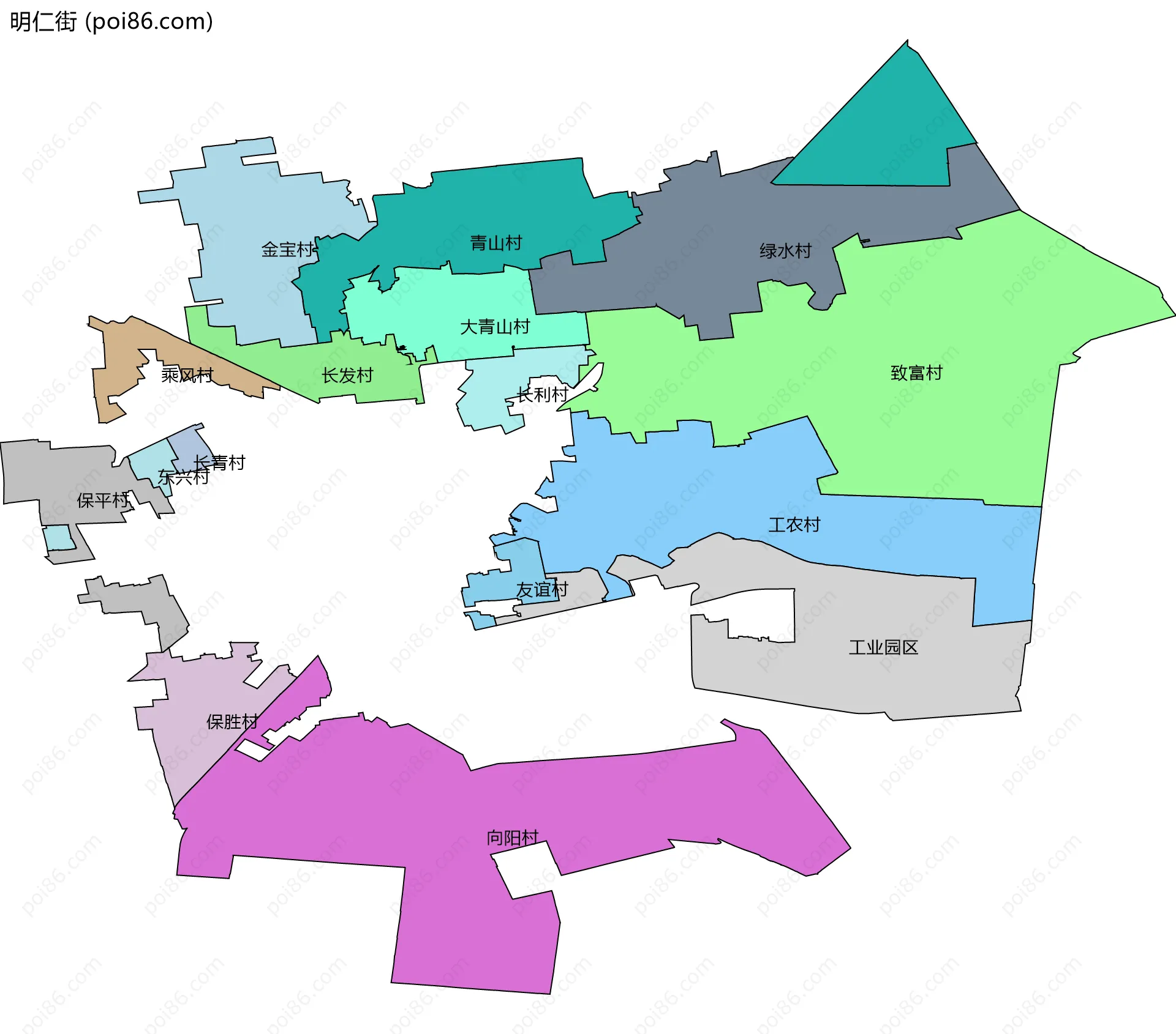 明仁街边界地图(五级行政区划)