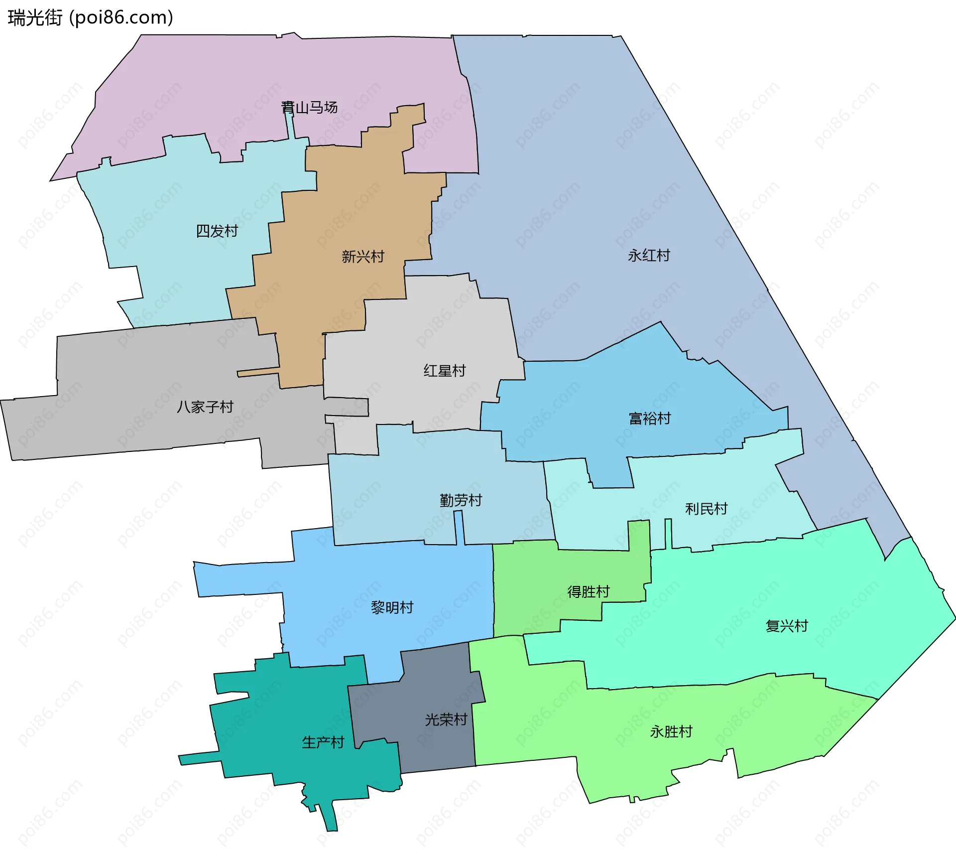 瑞光街边界地图(五级行政区划)