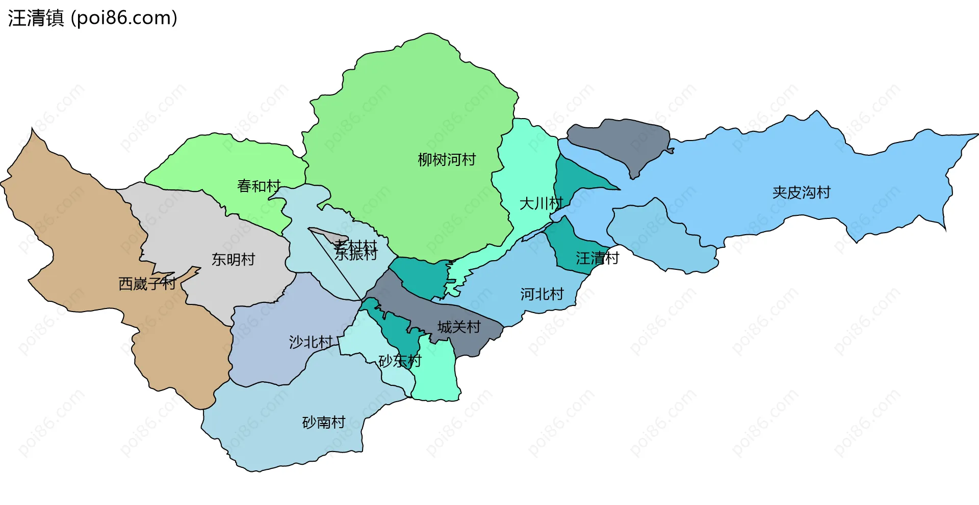 汪清镇边界地图(五级行政区划)