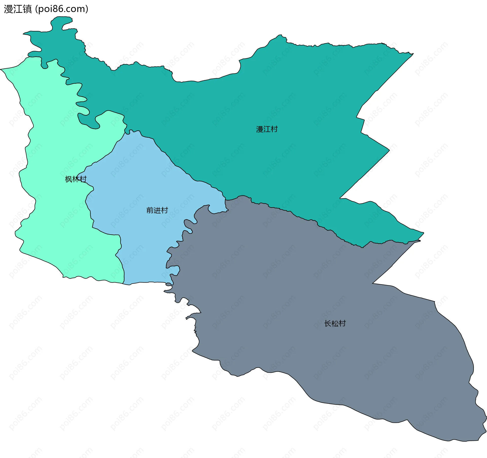 漫江镇边界地图(五级行政区划)