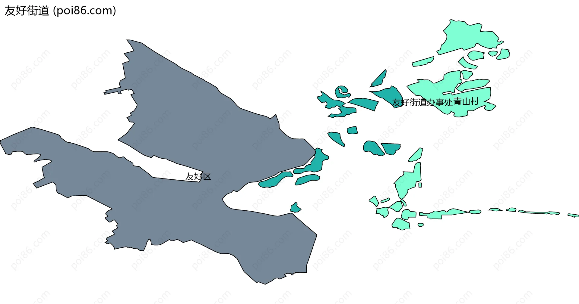 友好街道边界地图(五级行政区划)