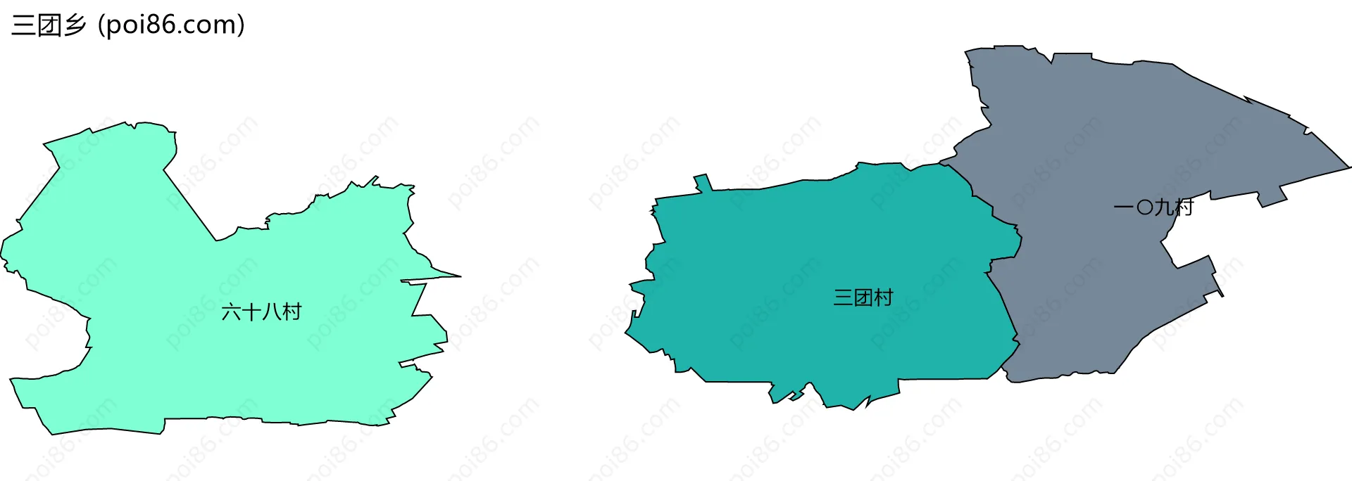 三团乡边界地图(五级行政区划)