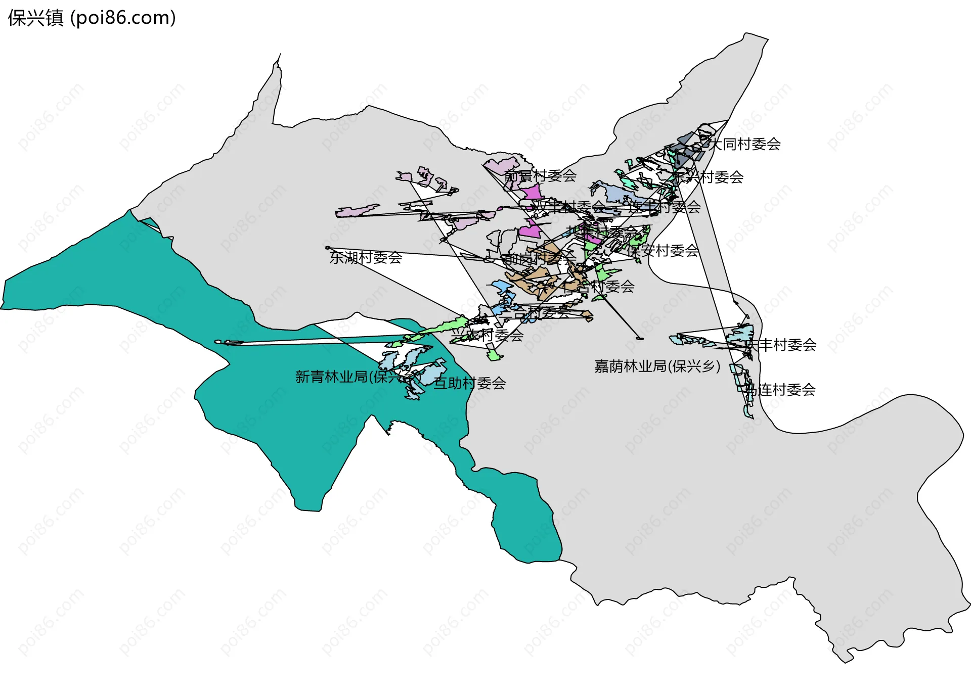 保兴镇边界地图(五级行政区划)