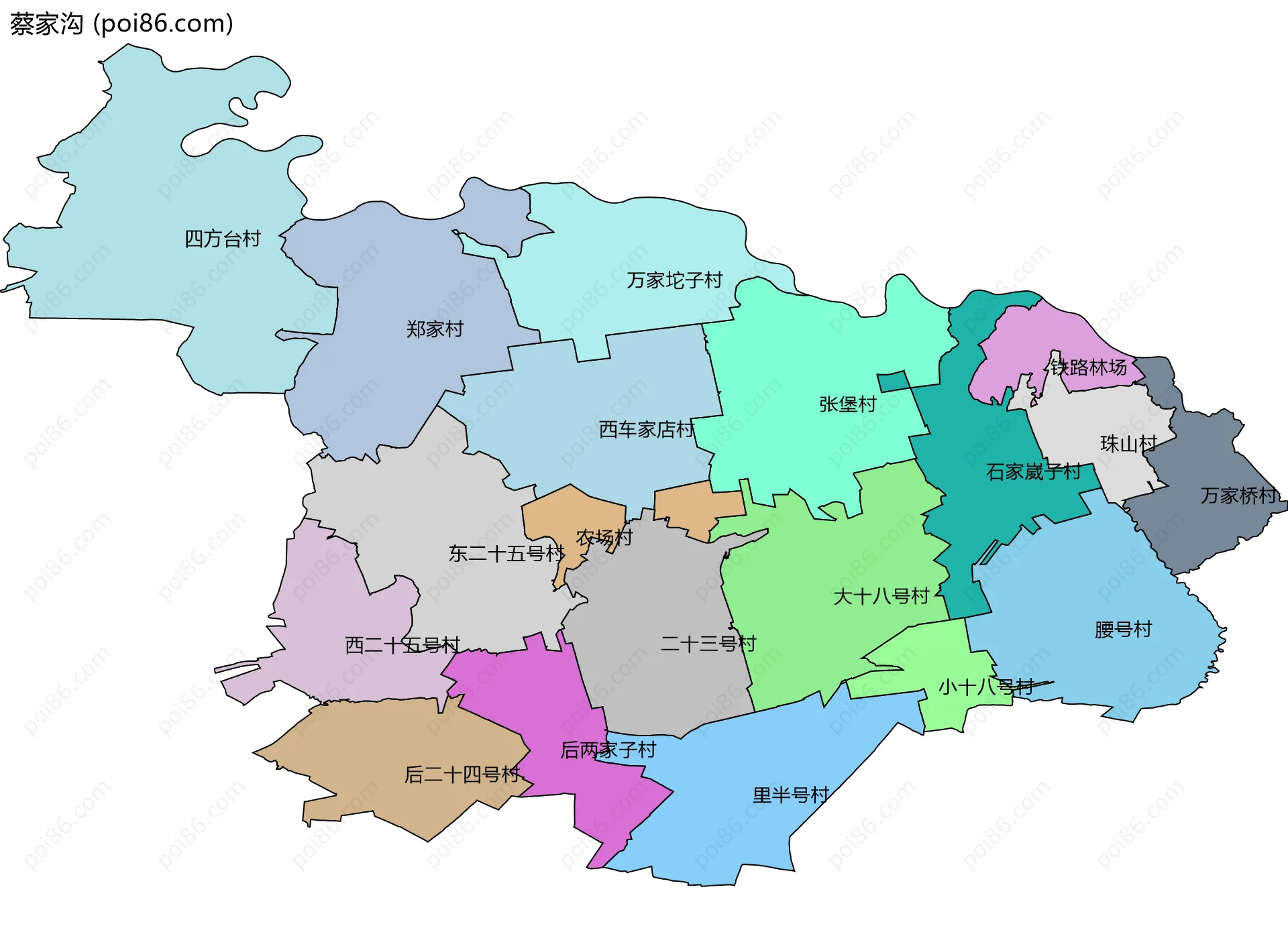 蔡家沟边界地图(五级行政区划)