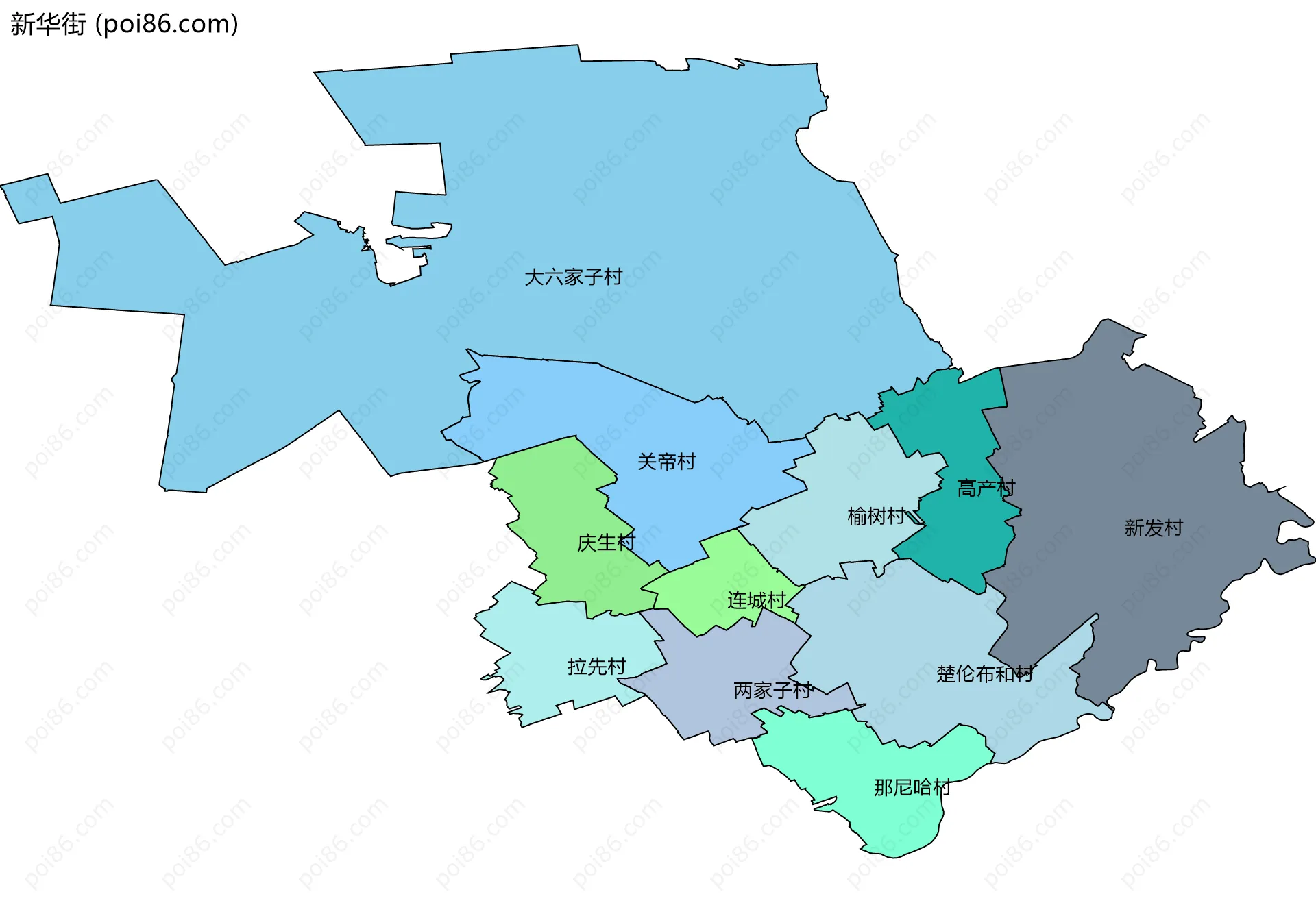 新华街边界地图(五级行政区划)