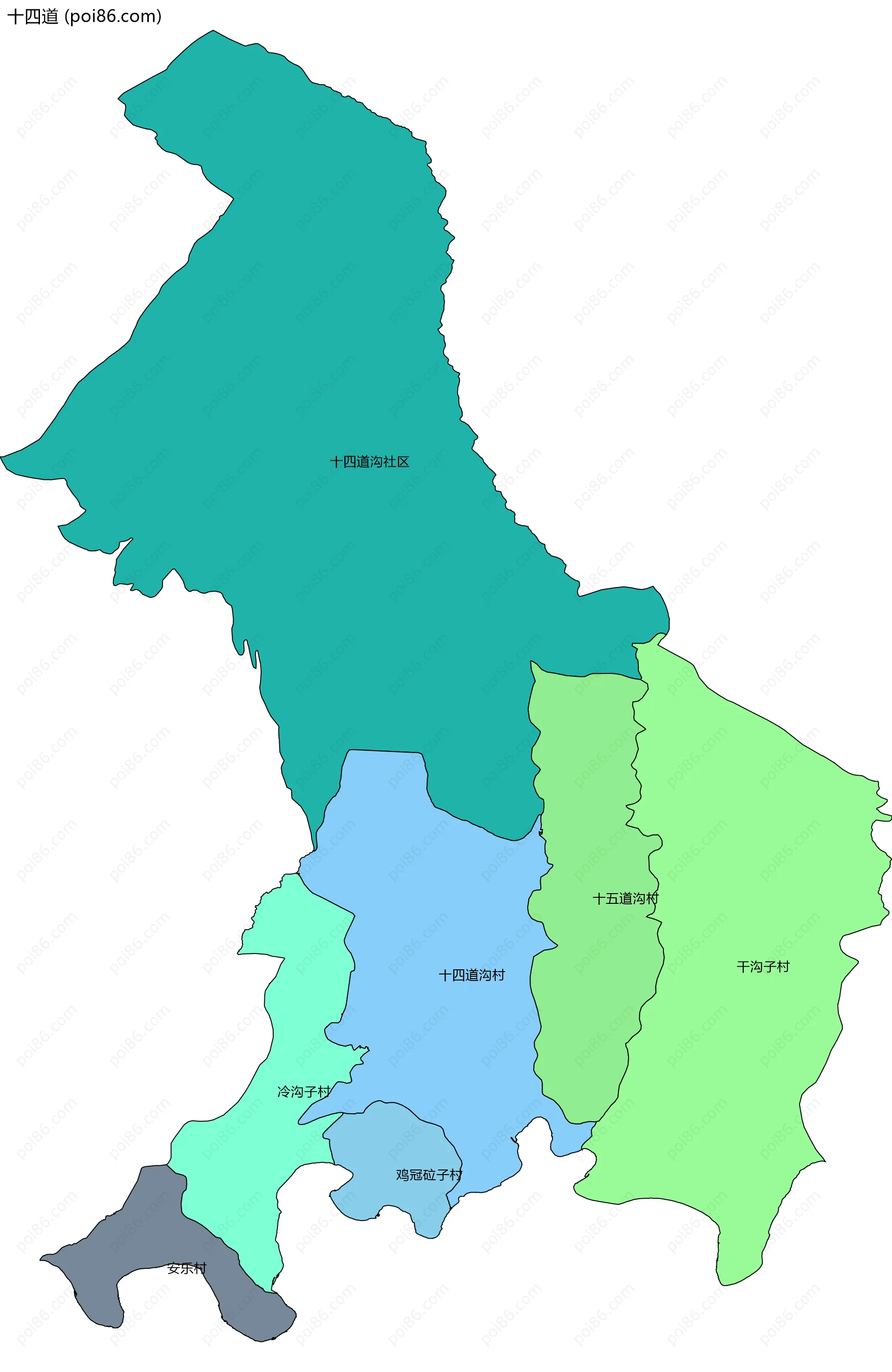 十四道边界地图(五级行政区划)