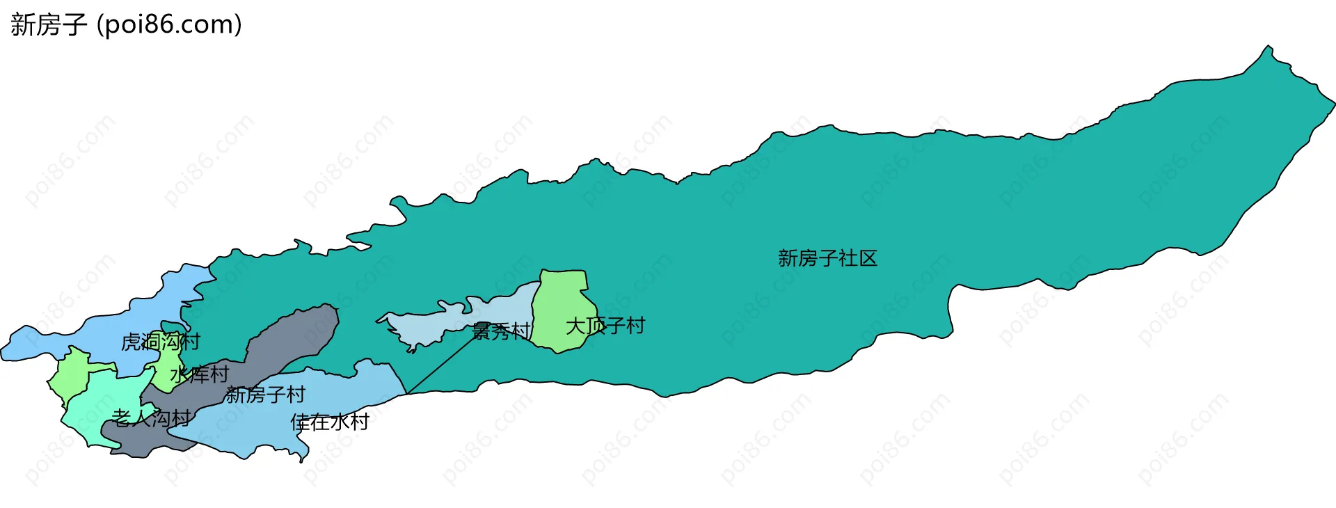 新房子边界地图(五级行政区划)