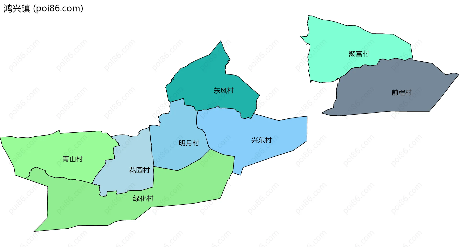 鸿兴镇边界地图(五级行政区划)