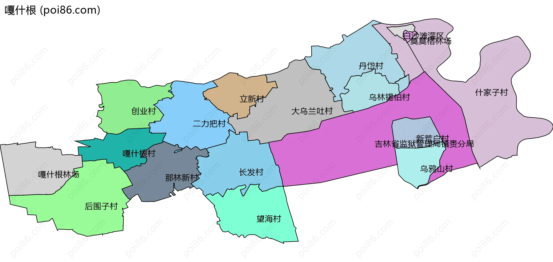 嘎什根边界地图(五级行政区划)