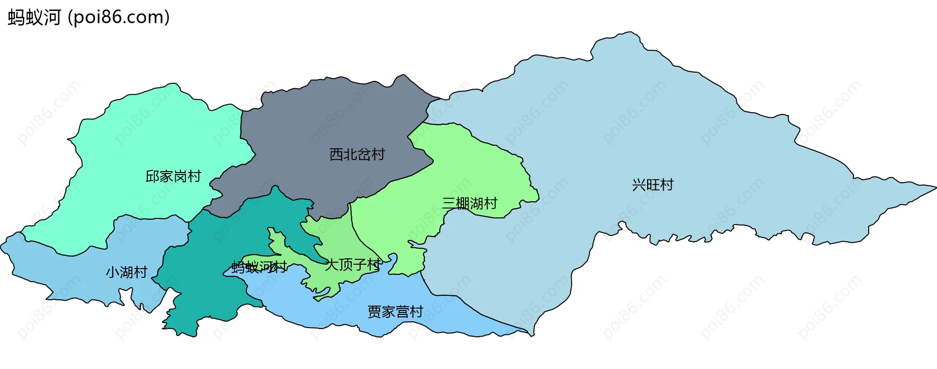蚂蚁河边界地图(五级行政区划)