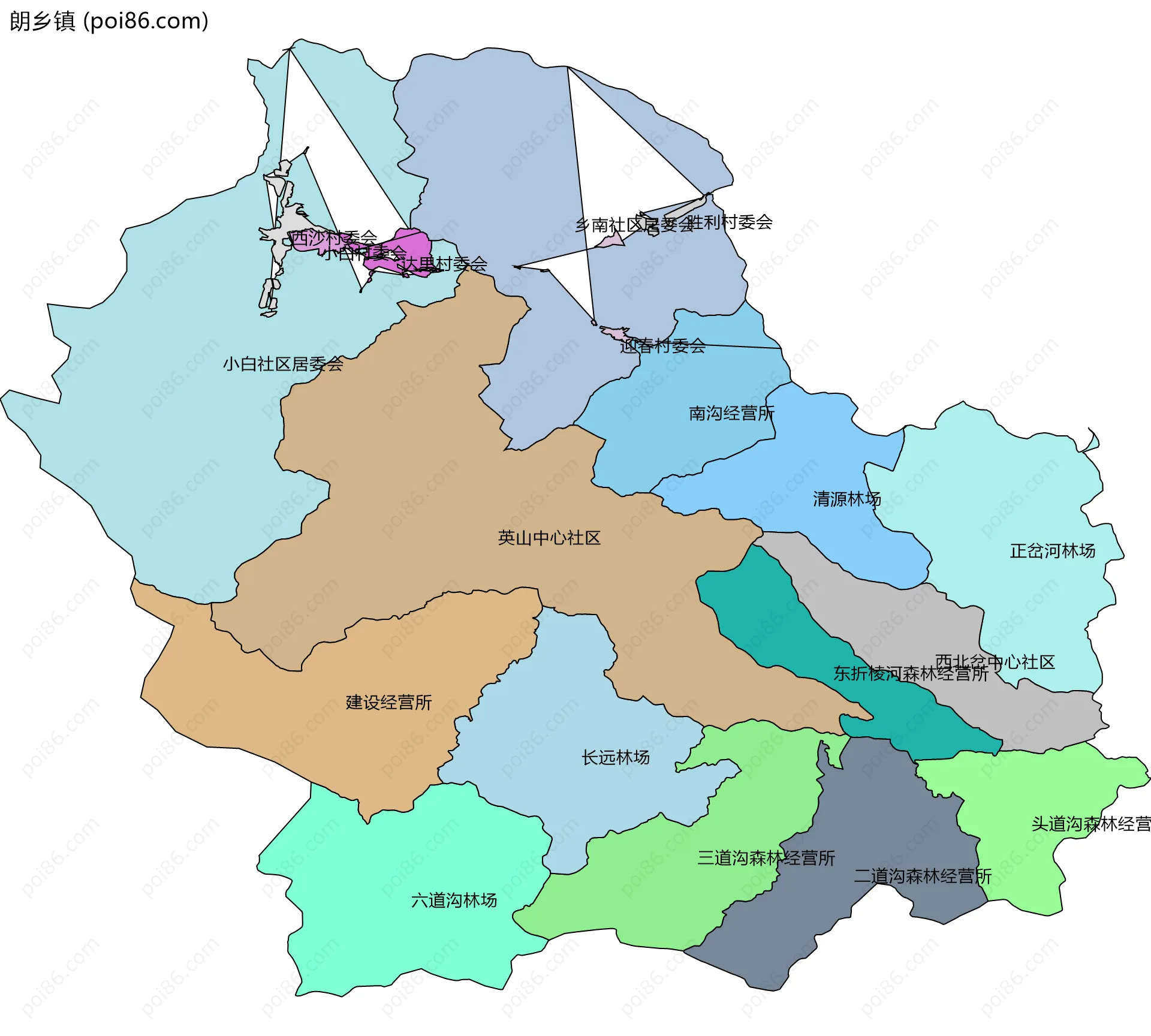 朗乡镇边界地图(五级行政区划)