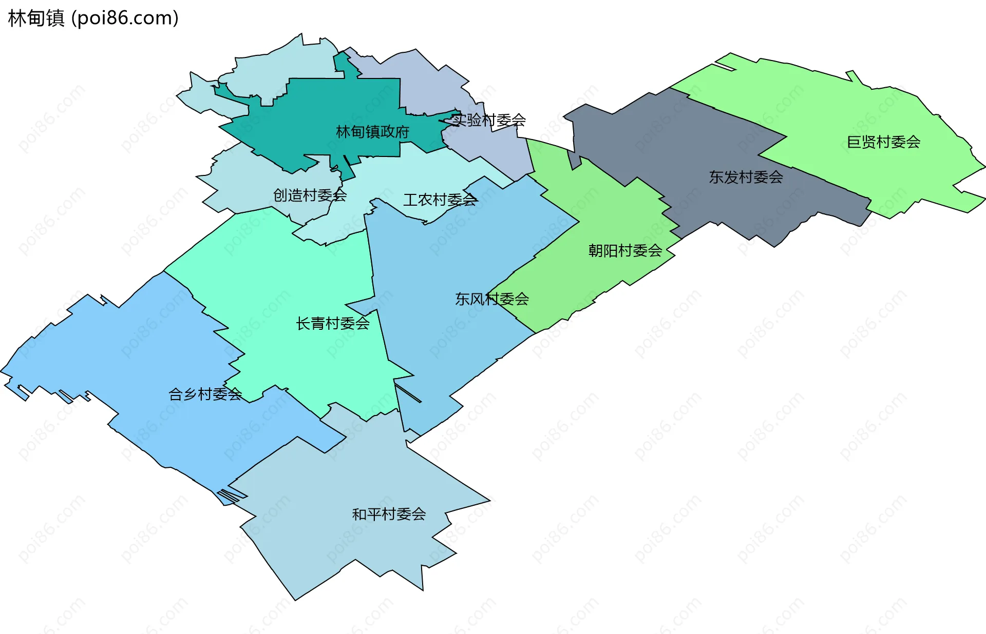 林甸镇边界地图(五级行政区划)