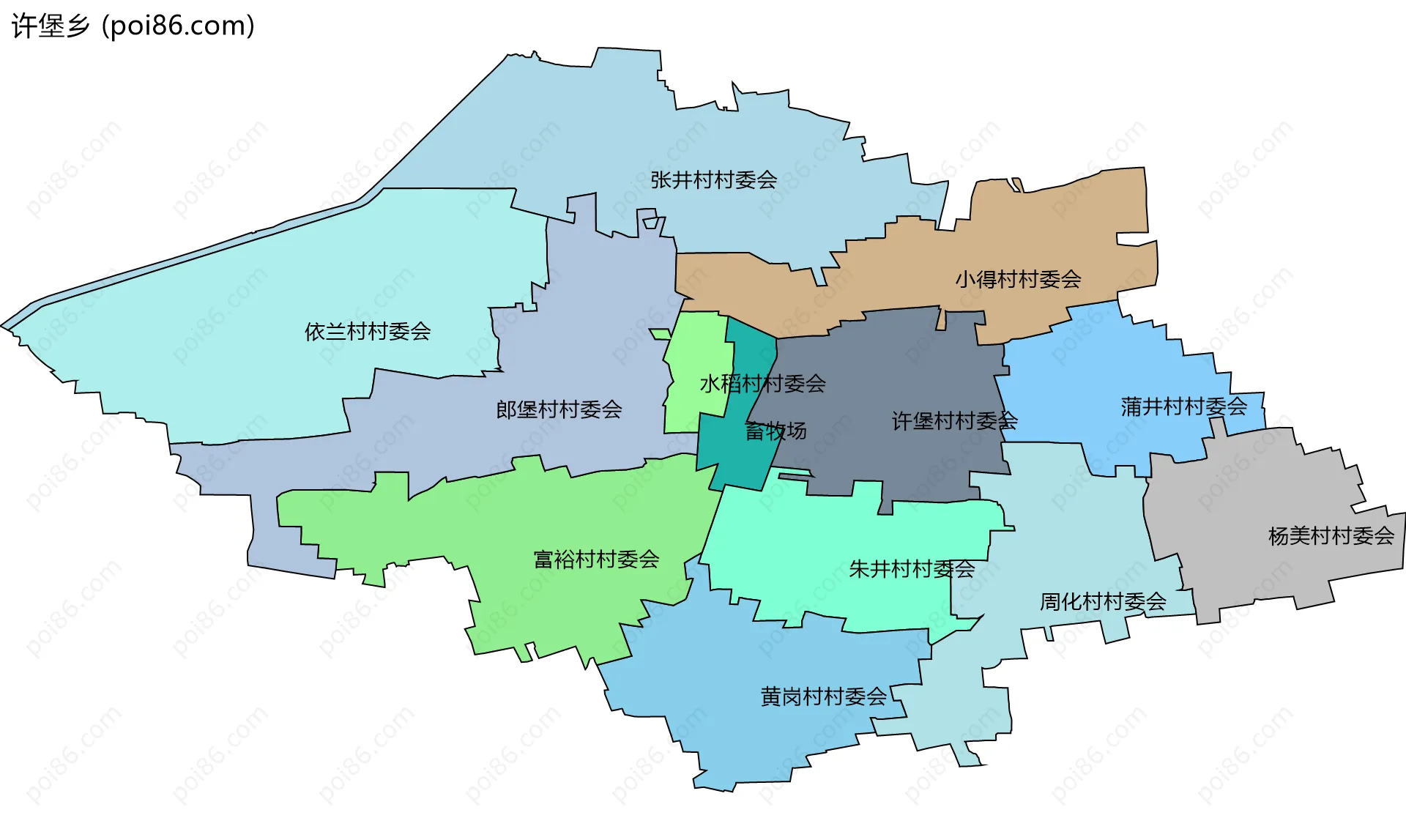 许堡乡边界地图(五级行政区划)