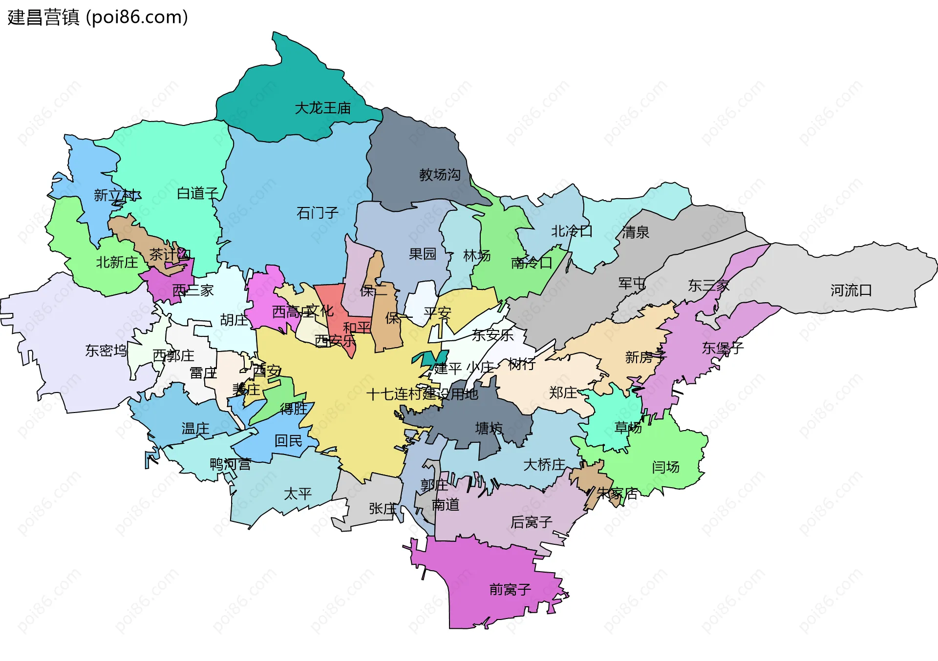 建昌营镇边界地图(五级行政区划)