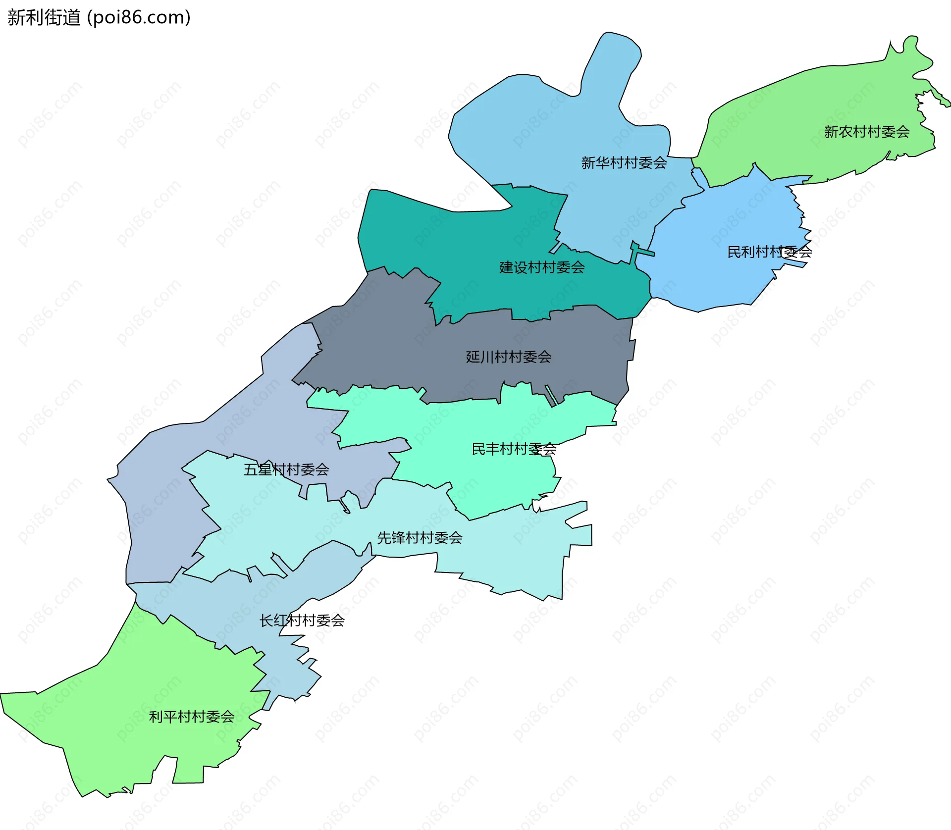 新利街道边界地图(五级行政区划)