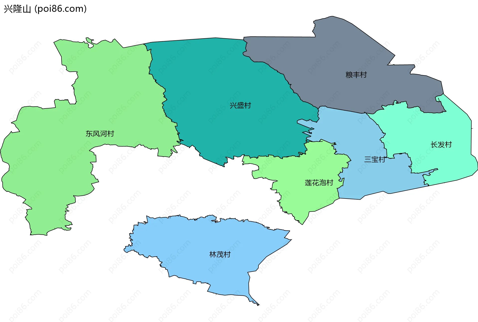兴隆山边界地图(五级行政区划)