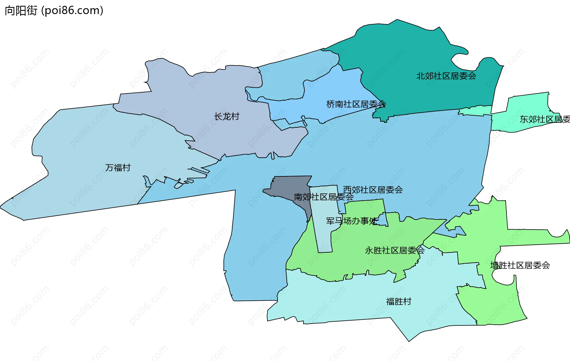 向阳街边界地图(五级行政区划)