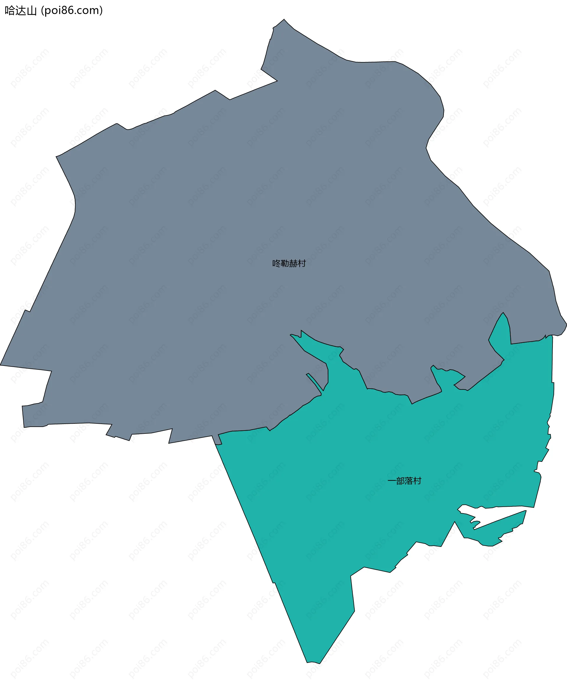 哈达山边界地图(五级行政区划)