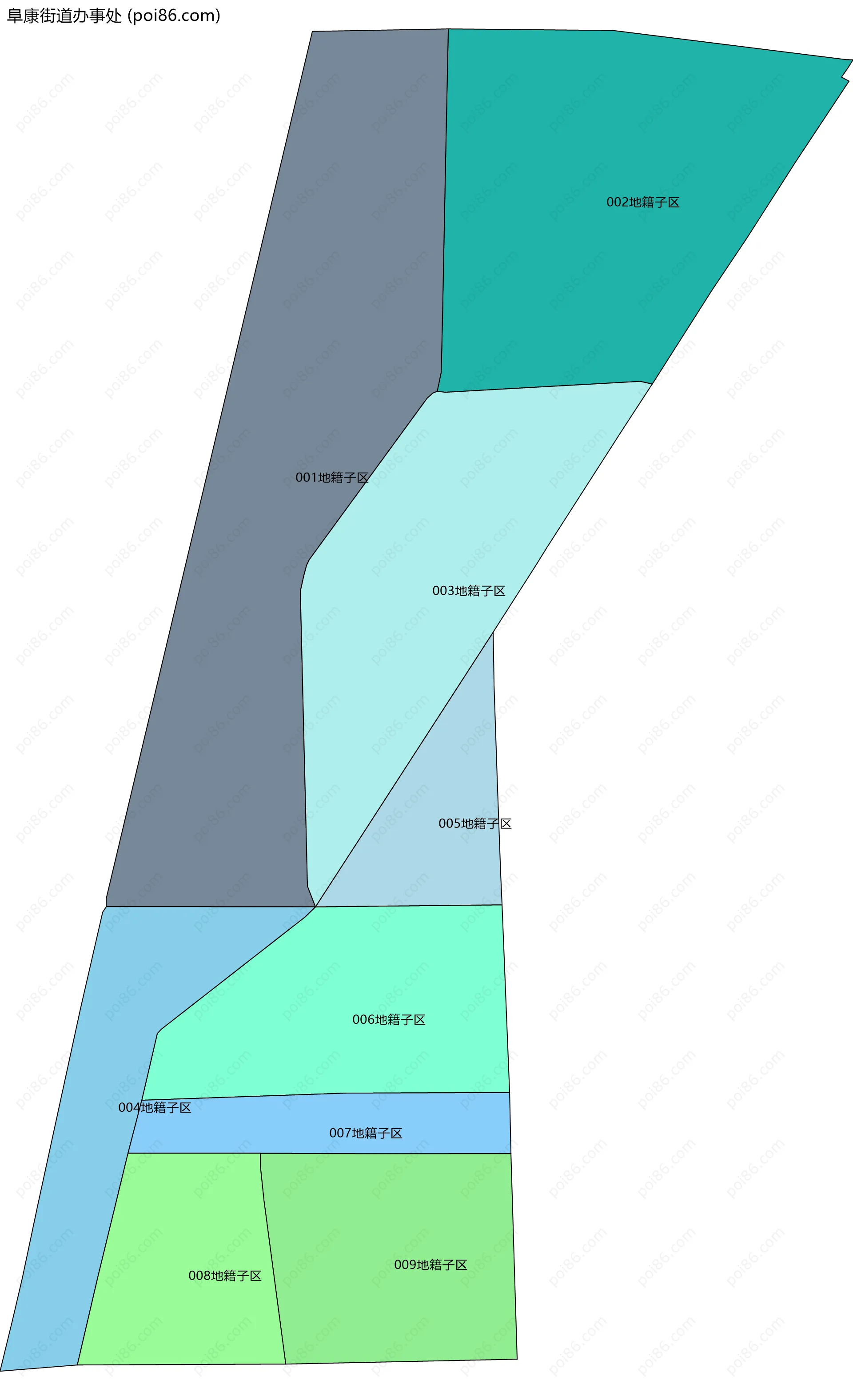 阜康街道办事处边界地图(五级行政区划)